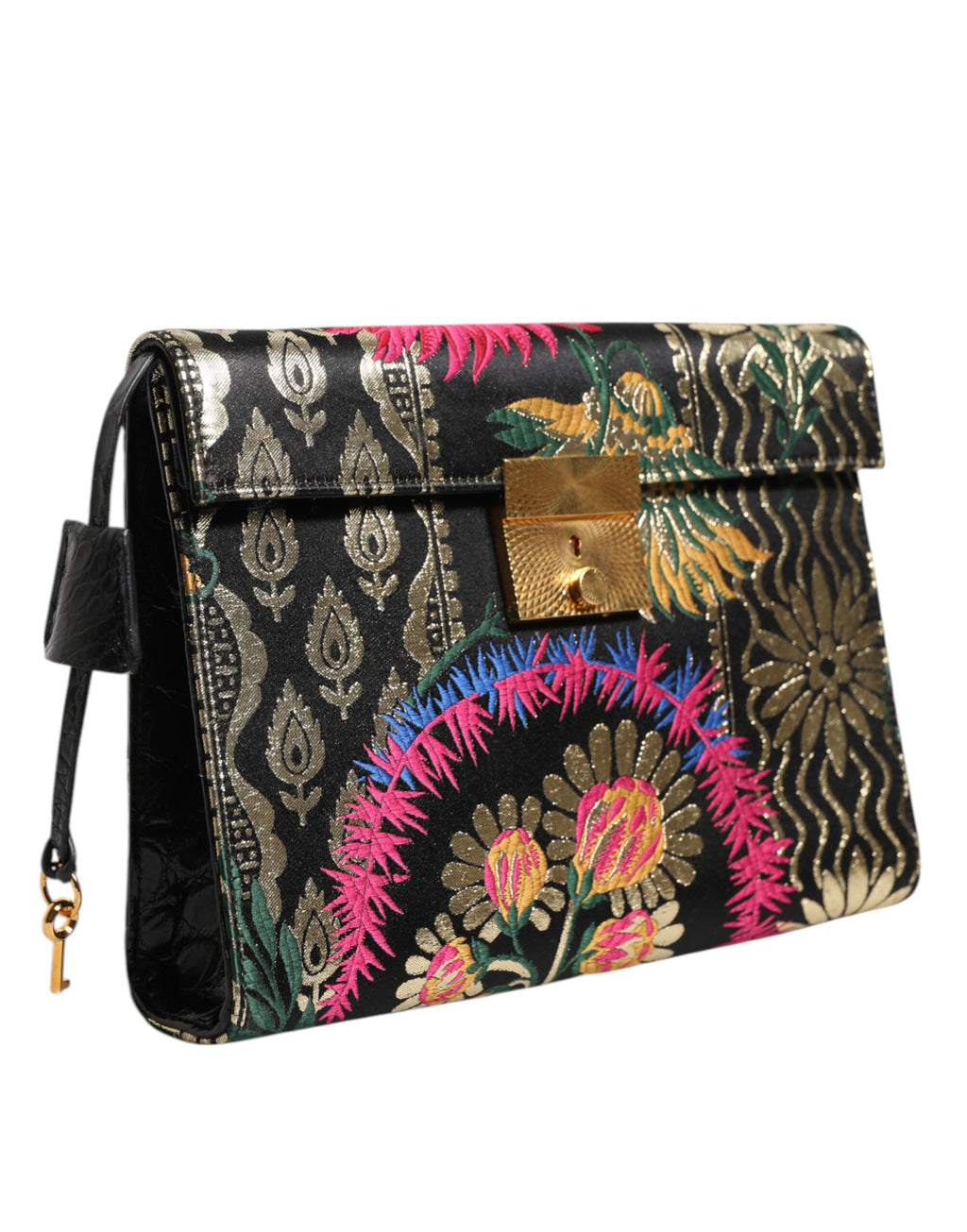 Multicolor Jacquard Floral Document Briefcase Bag