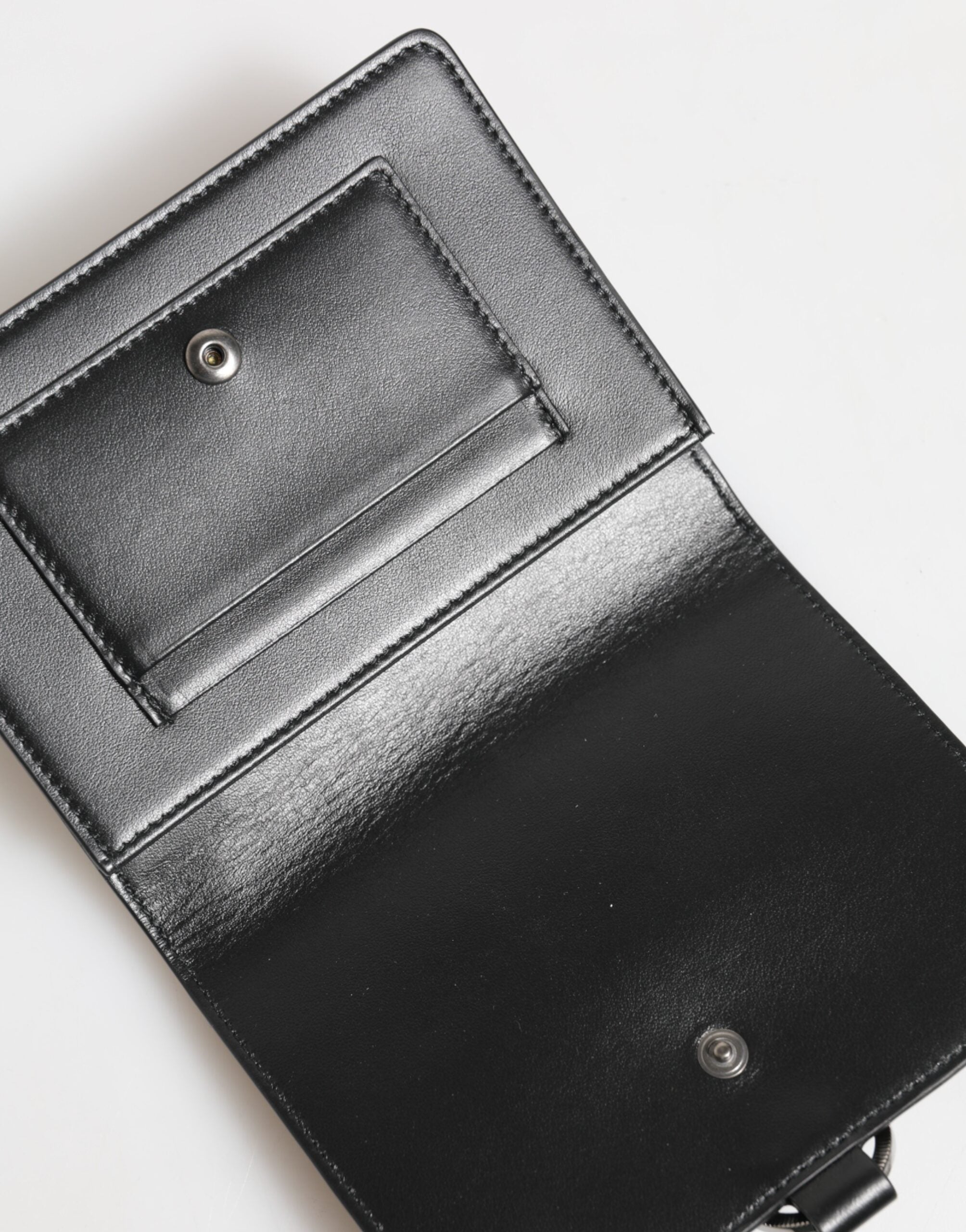 Black Leather Crystal Embellished Card Holder Wallet