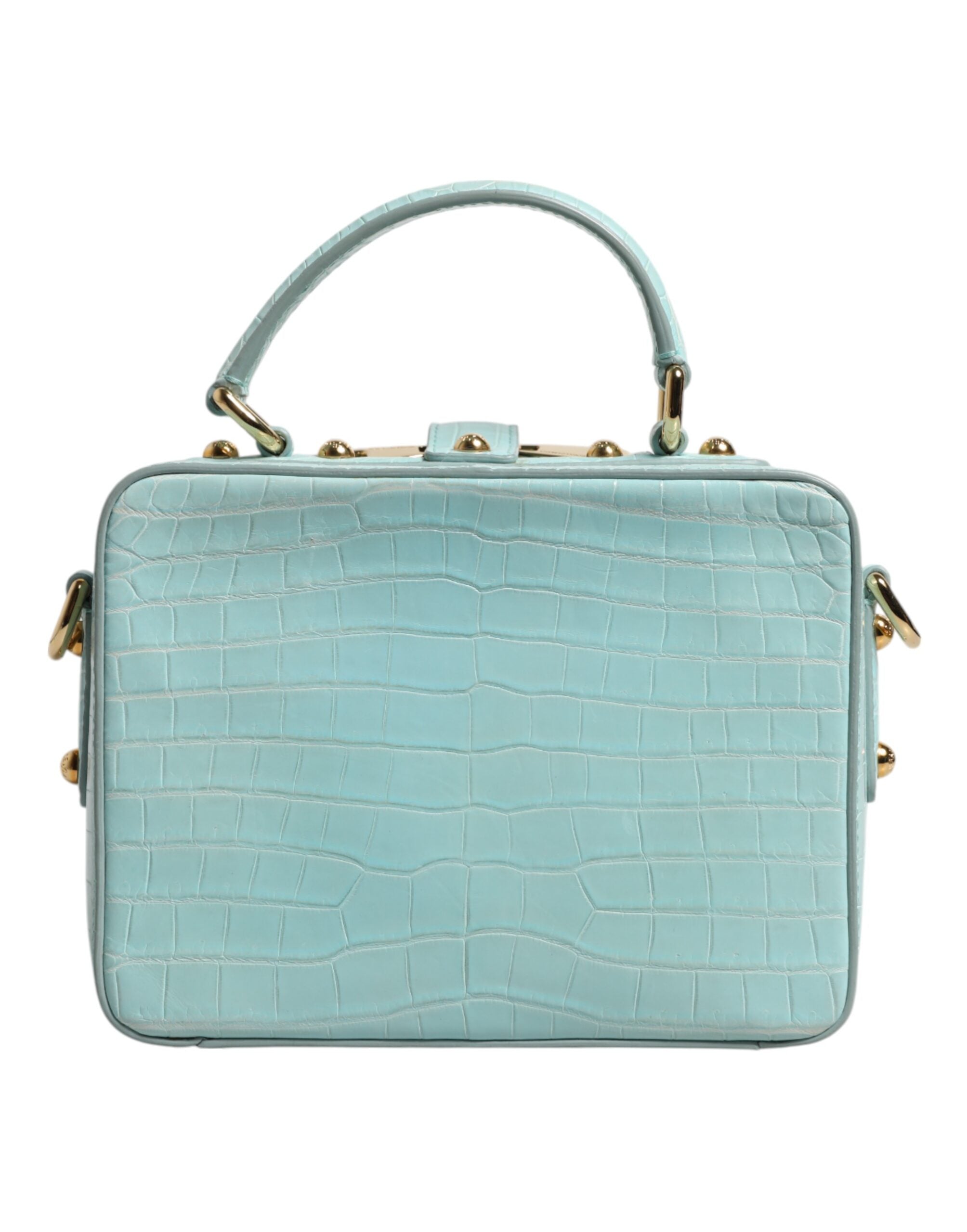 Mint Green Embossed Leather Padlock Shoulder Bag