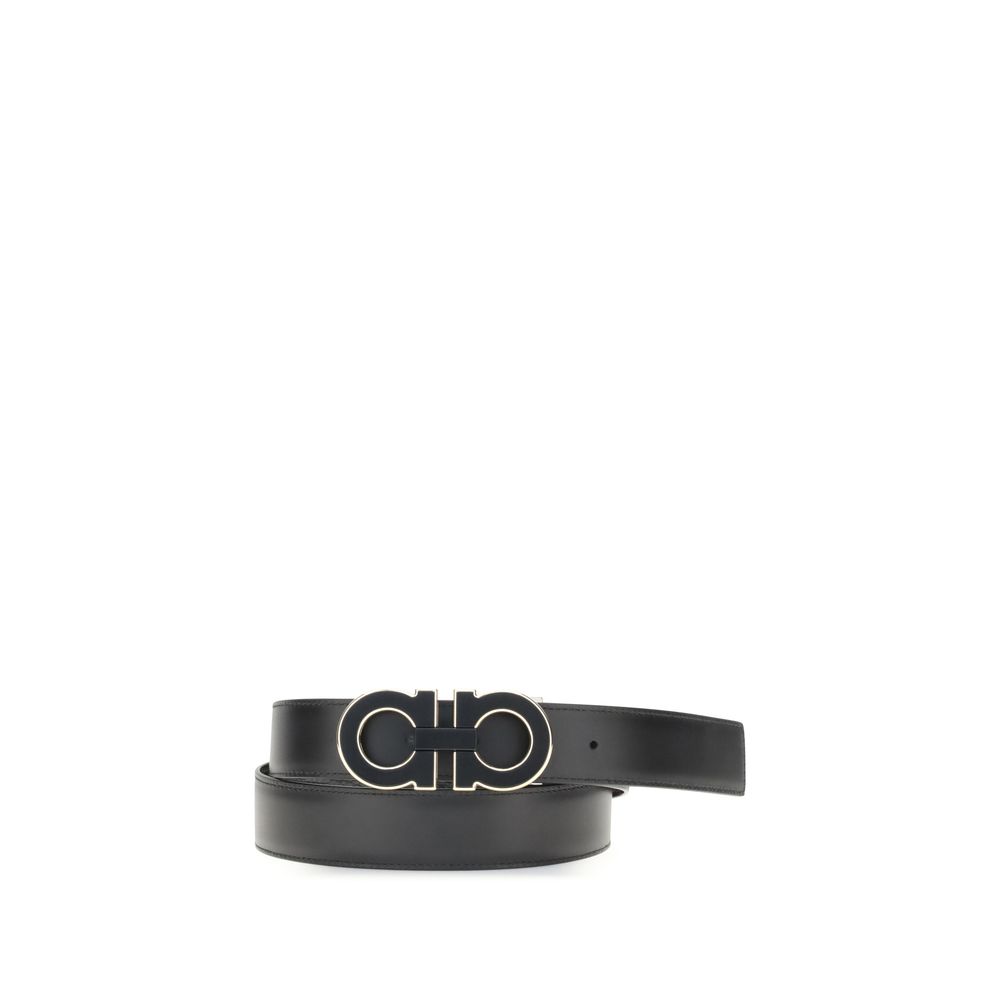 Ferragamo Black Calf Leather Bos Taurus Regular Belt