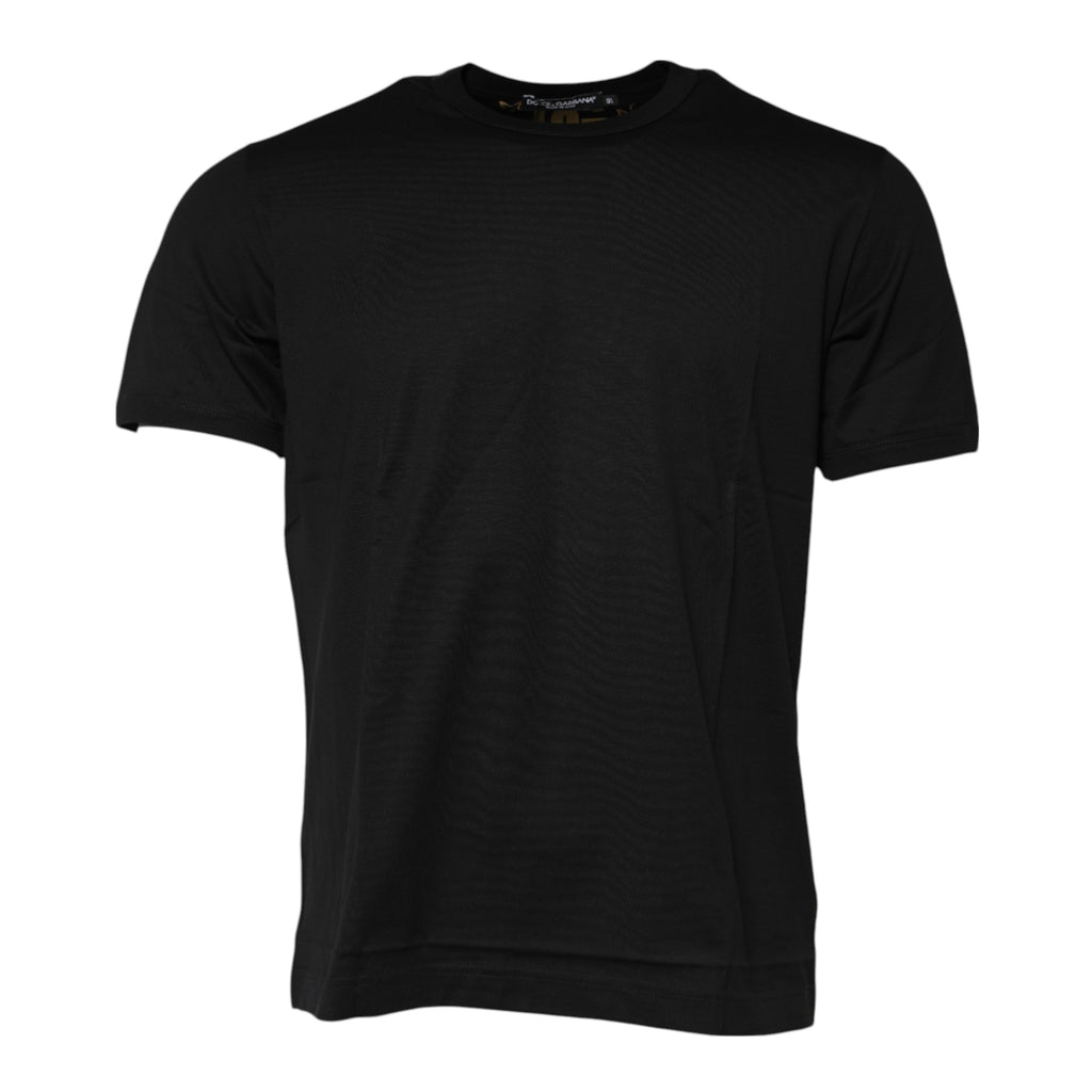 Black Cotton Logo Print Crew Neck T-shirt