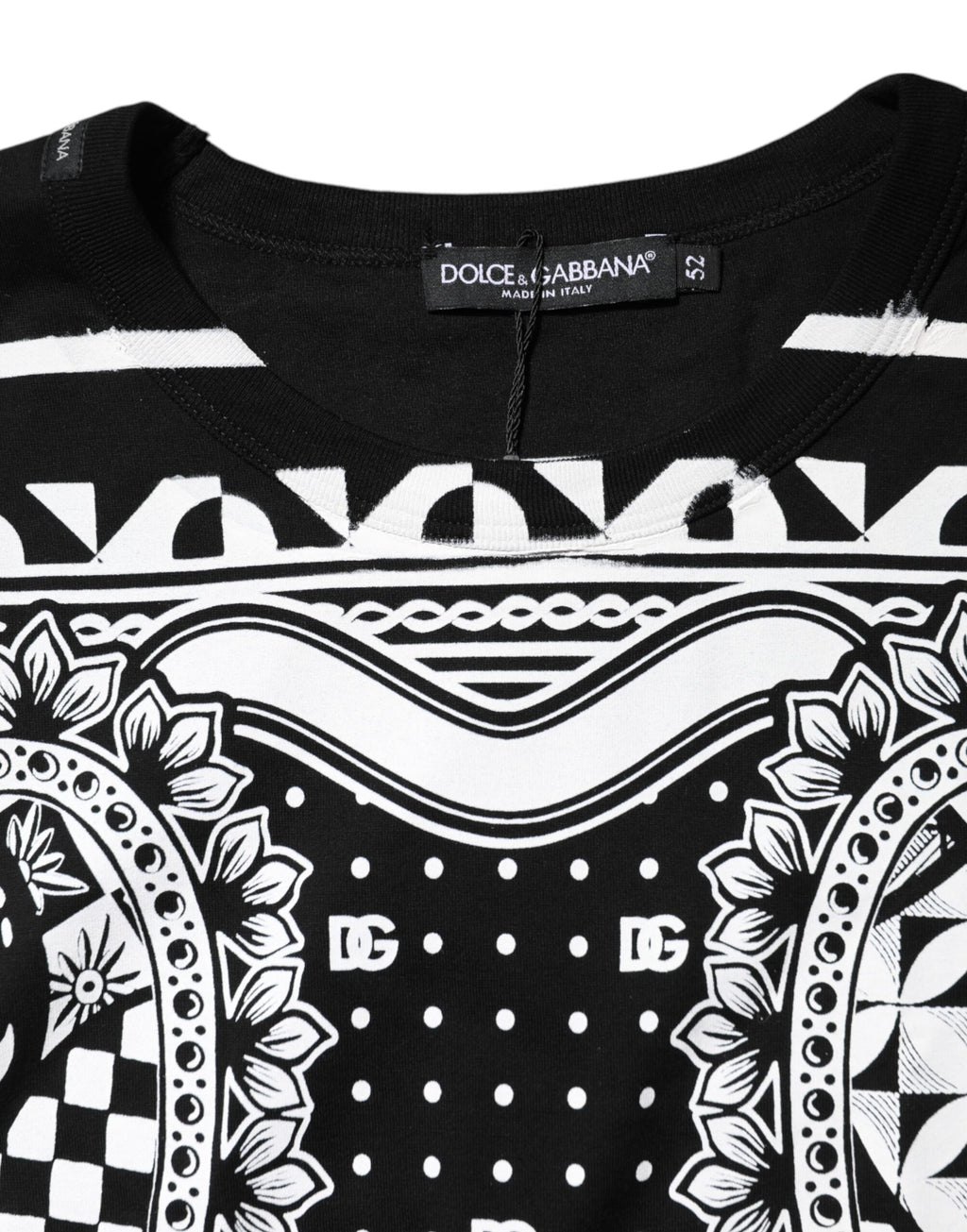 Black Bandana Print Cotton Crew Neck T-shirt
