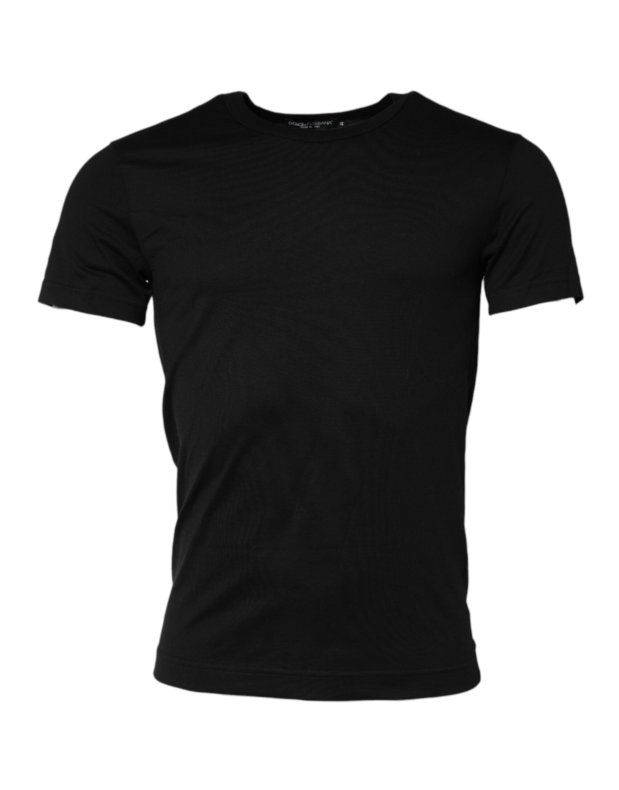 Black Cotton Crewneck Short Sleeves T-shirt