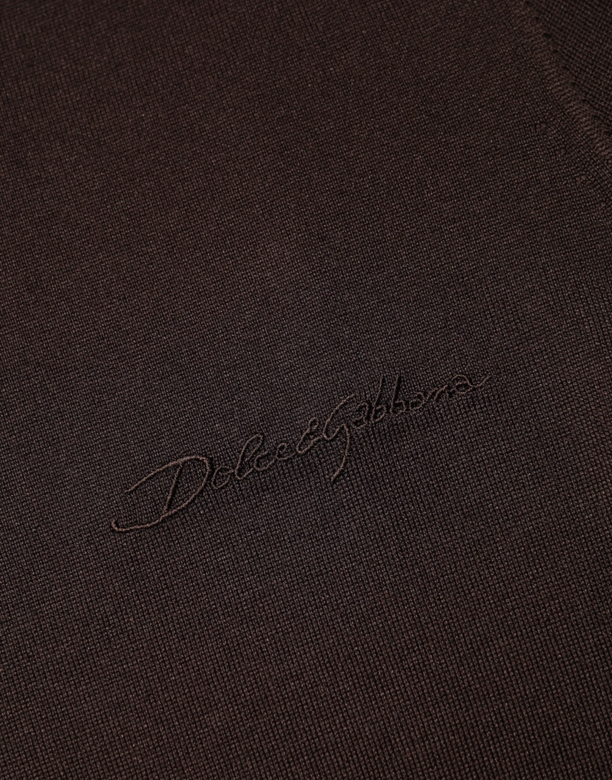 Brown Silk Crew Neck Short Sleeves T-shirt