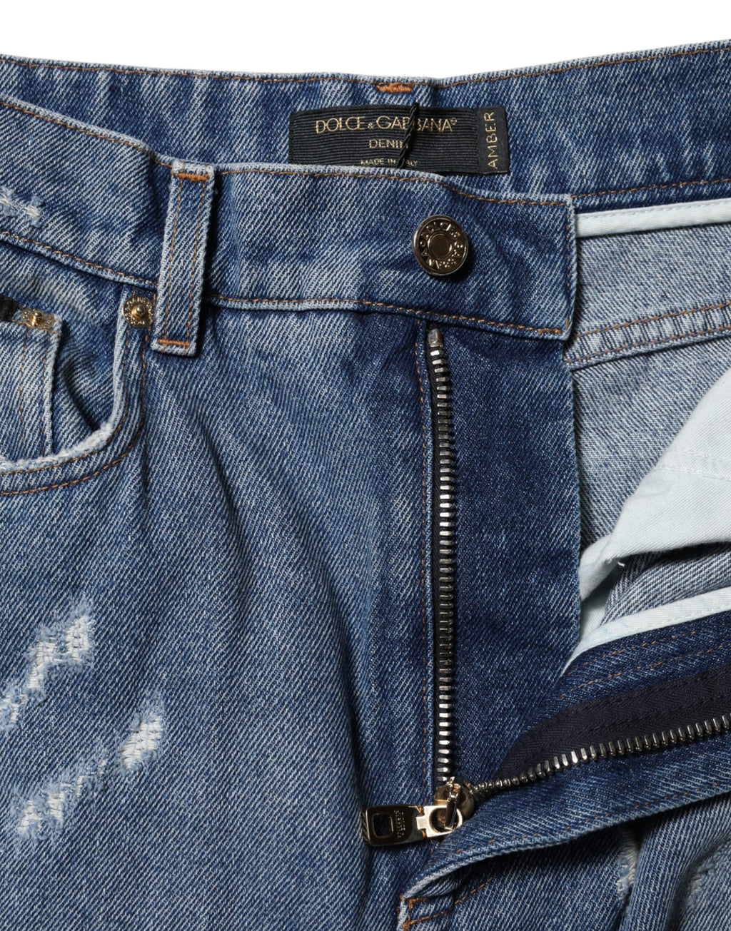 Blue AMBER Tattered High Waist Denim Jeans