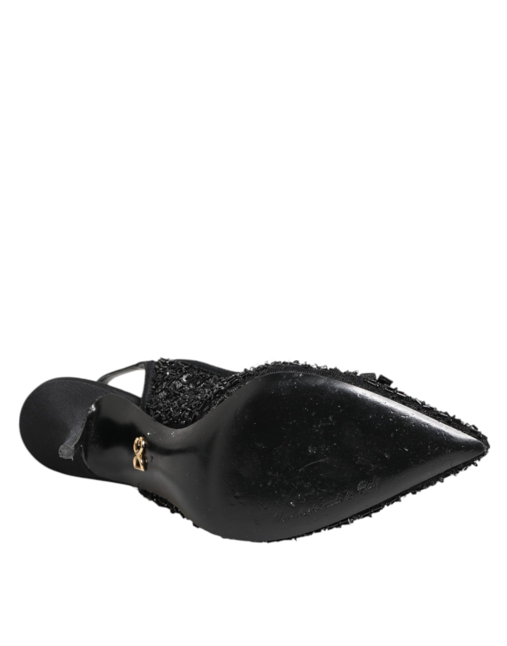 Black Tulle Ricamo Heels Slingbacks Shoes