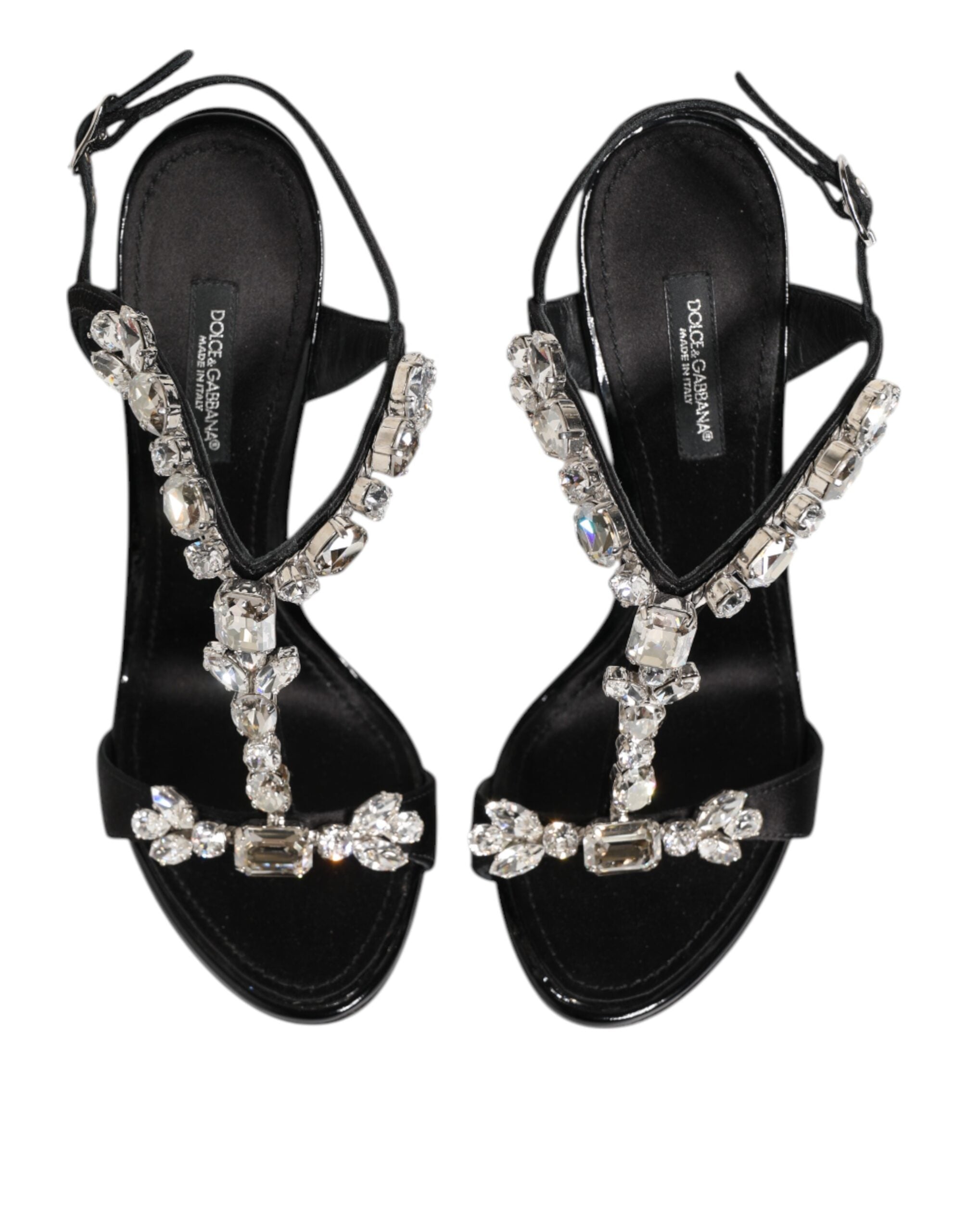 Dolce & Gabbana Black Keira Crystals Heels Sandals Shoes