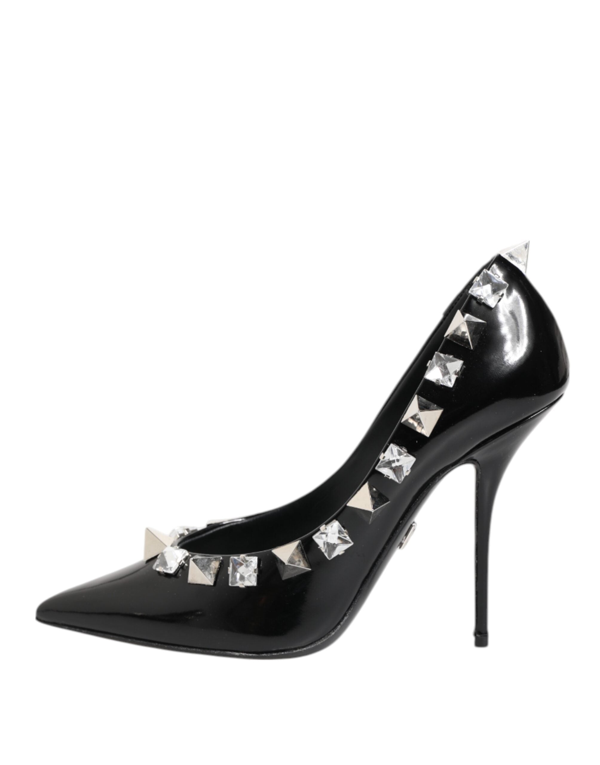 Black Crystals Studs Stiletto Pumps Shoes
