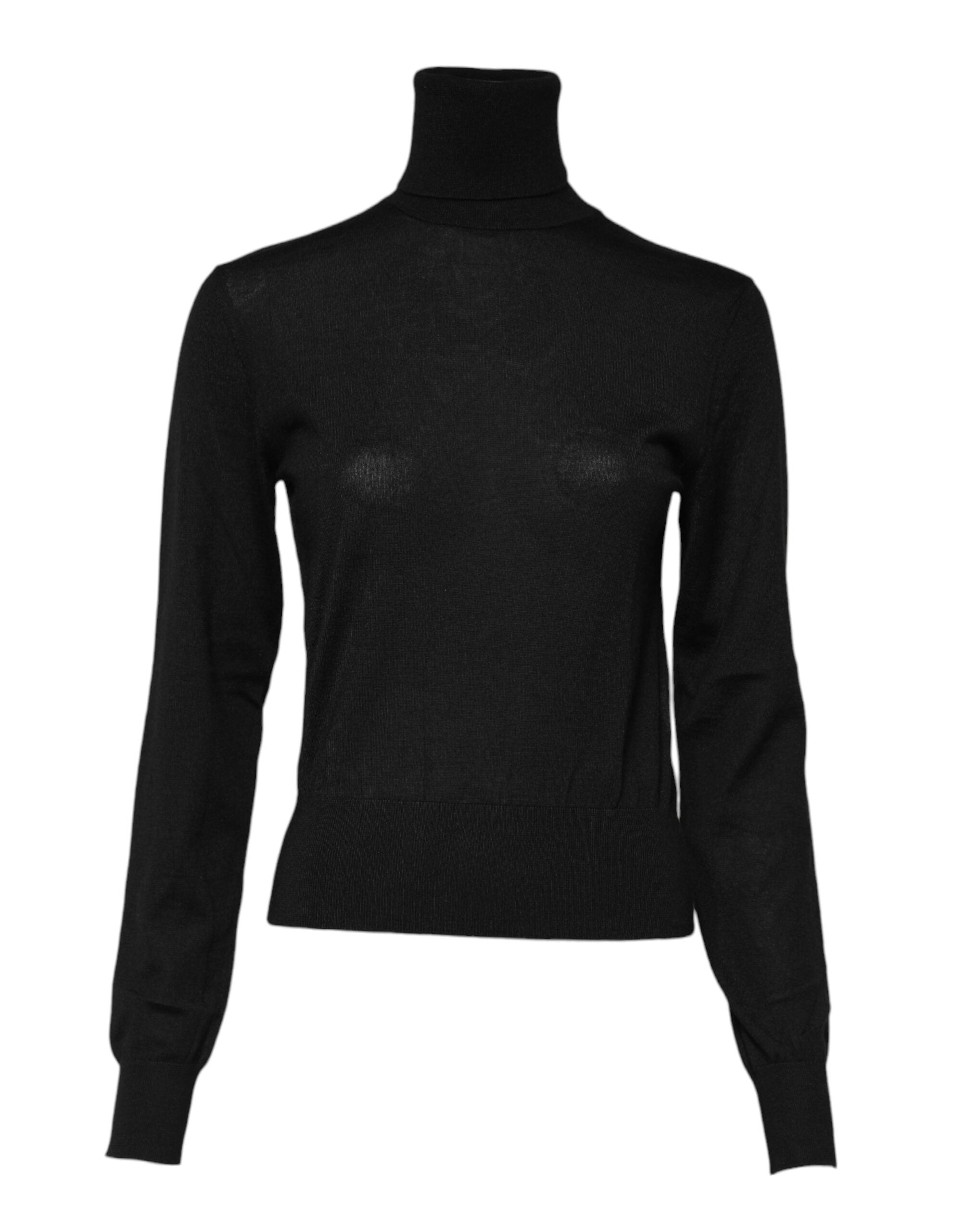 Black Cashmere Turtleneck Pullover Sweater