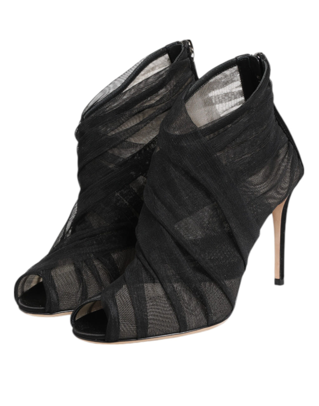 Black Mesh Stiletto Heels Ankle Boots Shoes