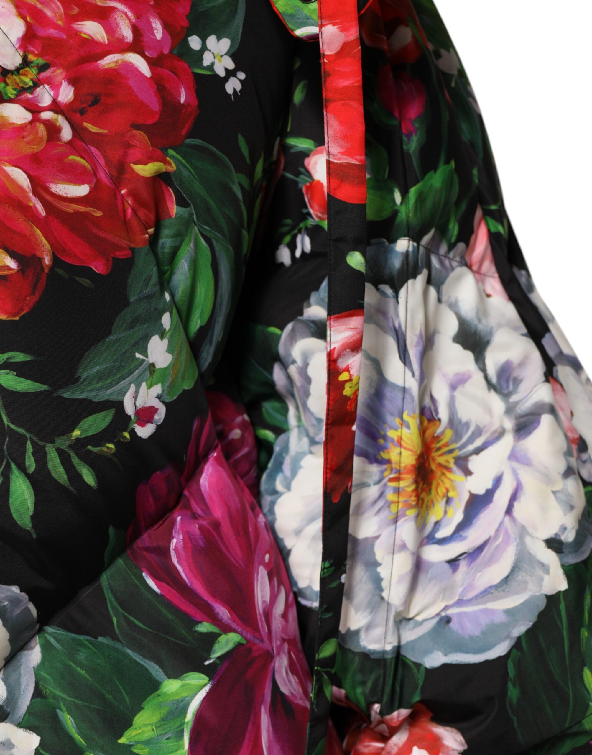 Multicolor Floral Hooded Puffer Coat Jacket