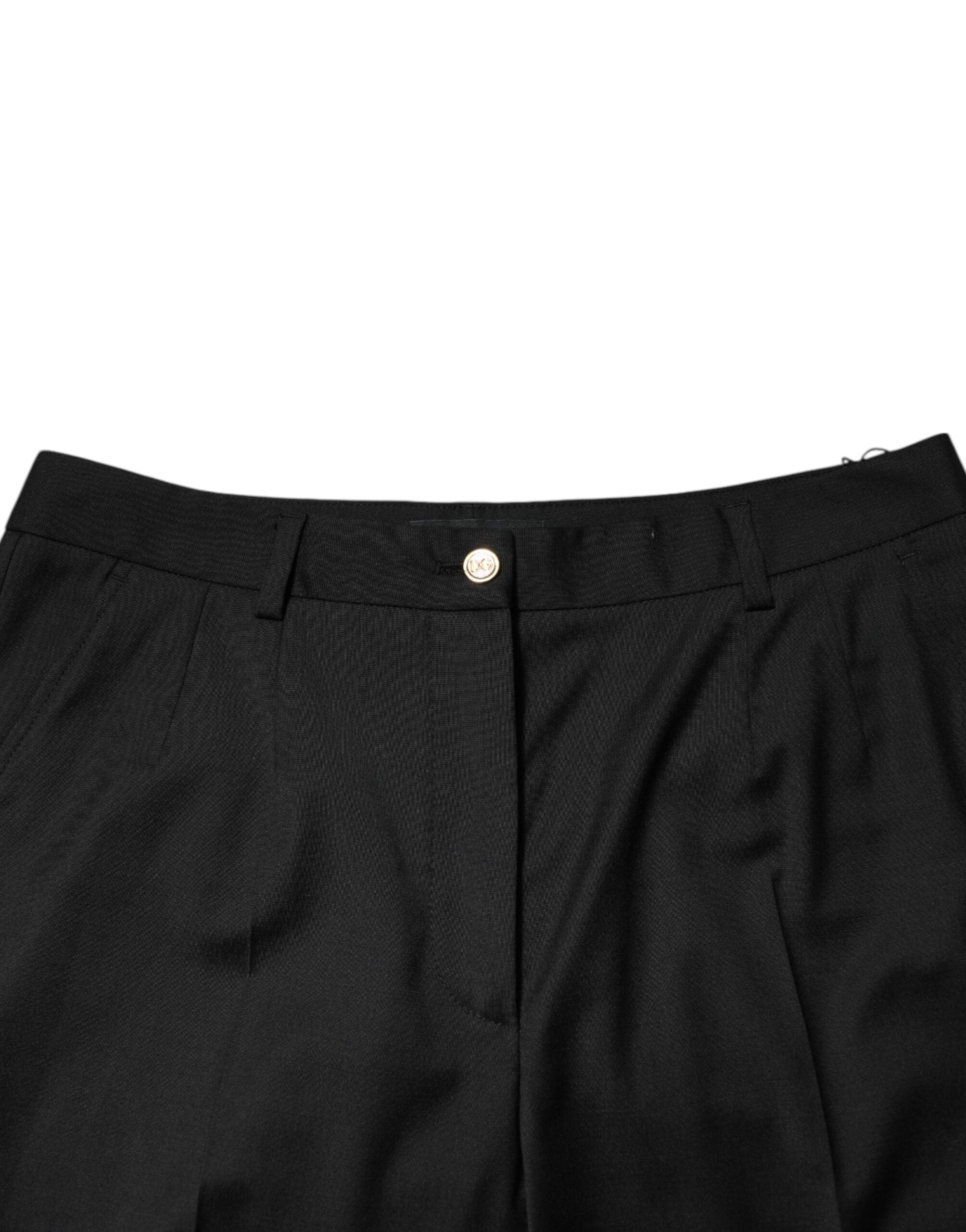 Black Polyester Tapered Women Trouser Pants