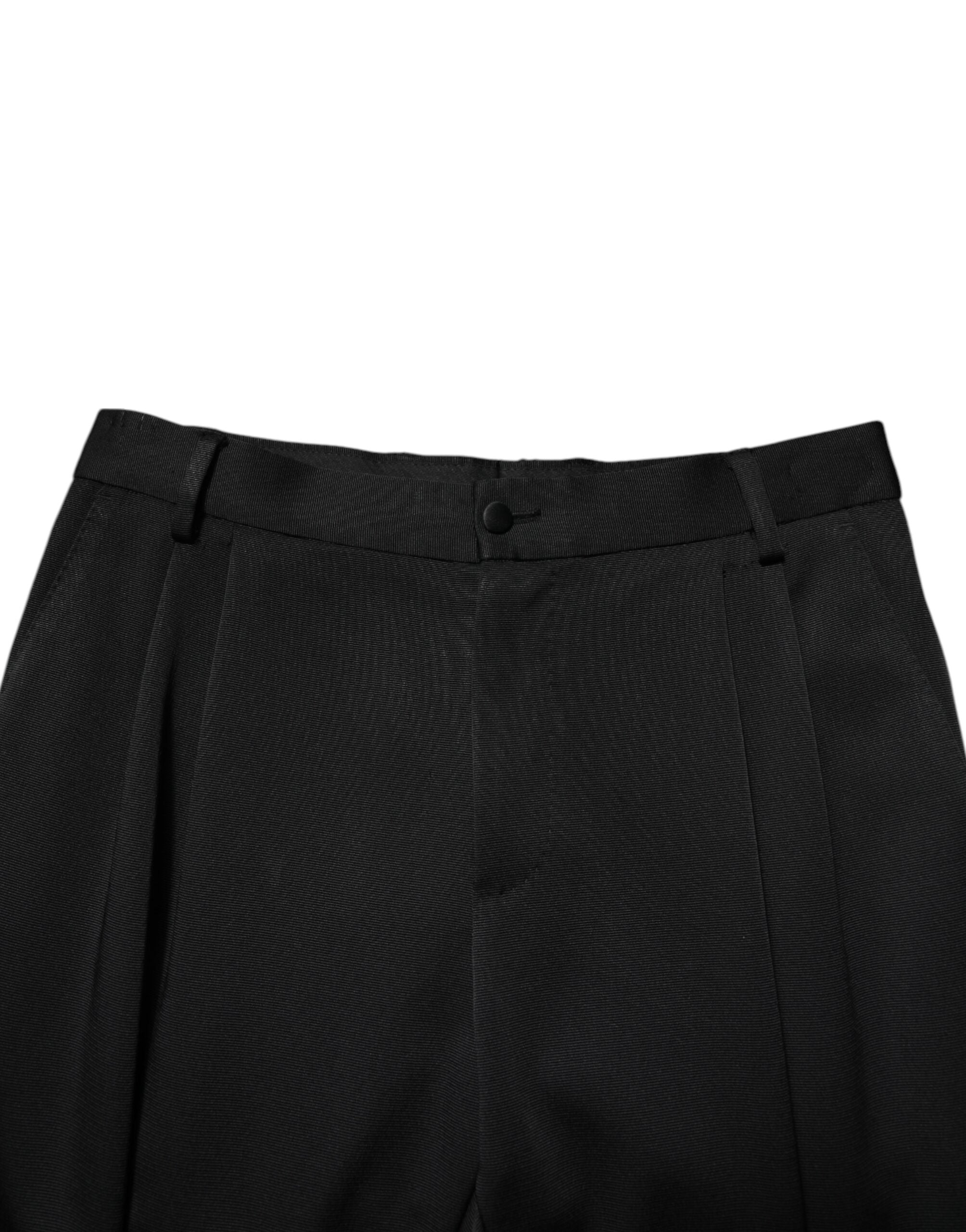 Black Acetate HighWaist Tapered Trouser Pants