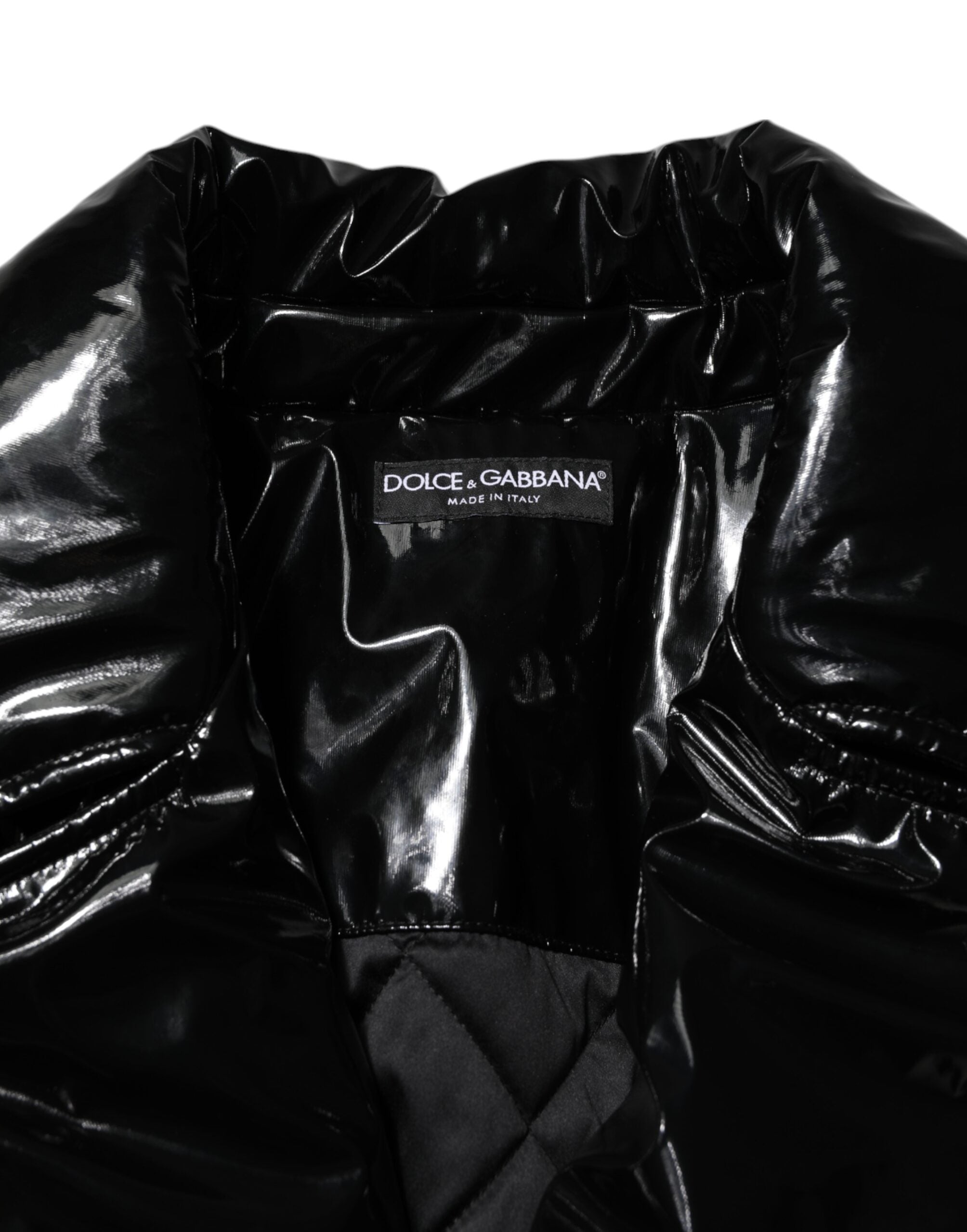 Black Polyester Quilted Puffer Coat Jacket