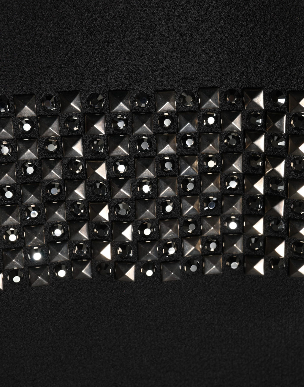 Black Crystal Embellished Collared Mini Dress