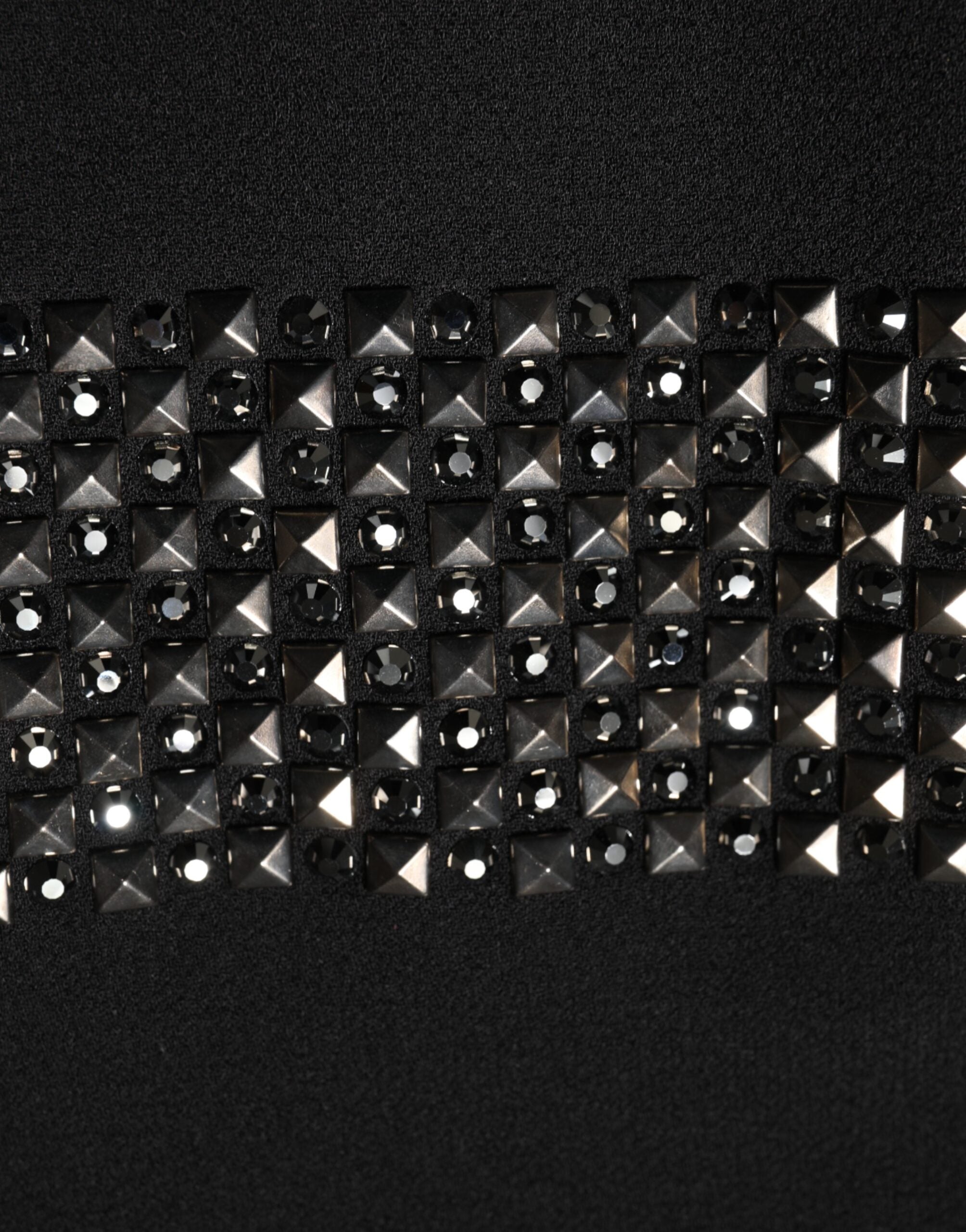 Black Crystal Embellished Collared Mini Dress