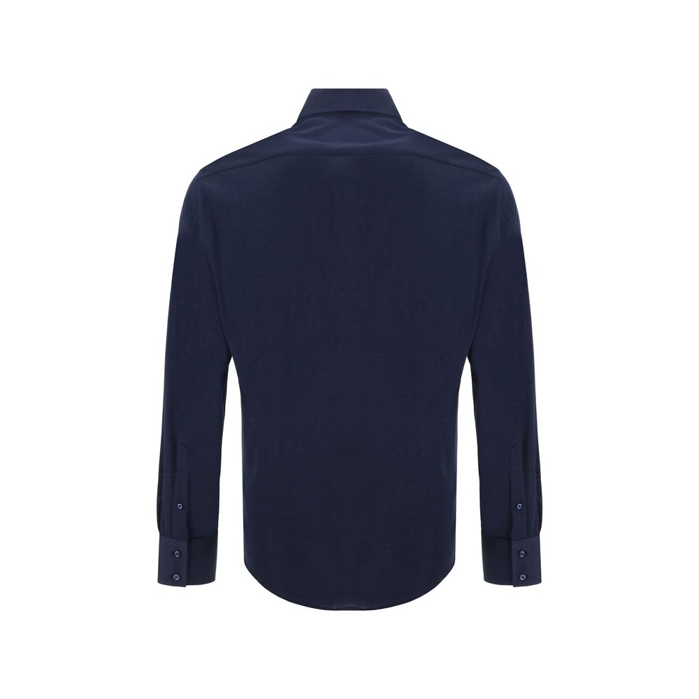 Brunello Cucinelli Blue Silk Shirt