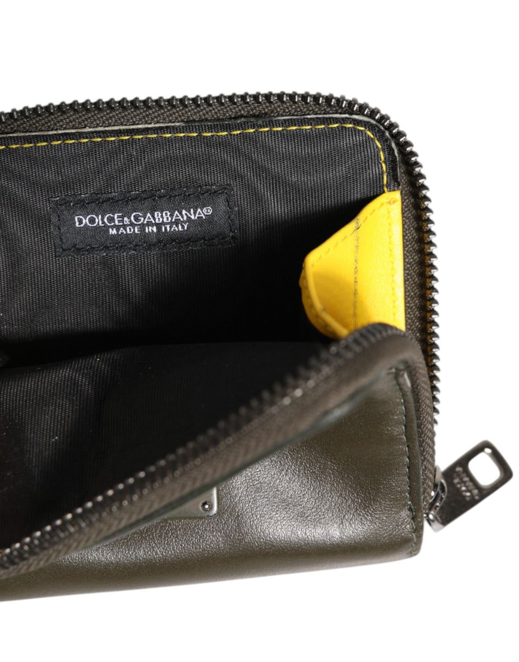 Brown Leather Logo Plaque Card Holder Coin Purse Wallet