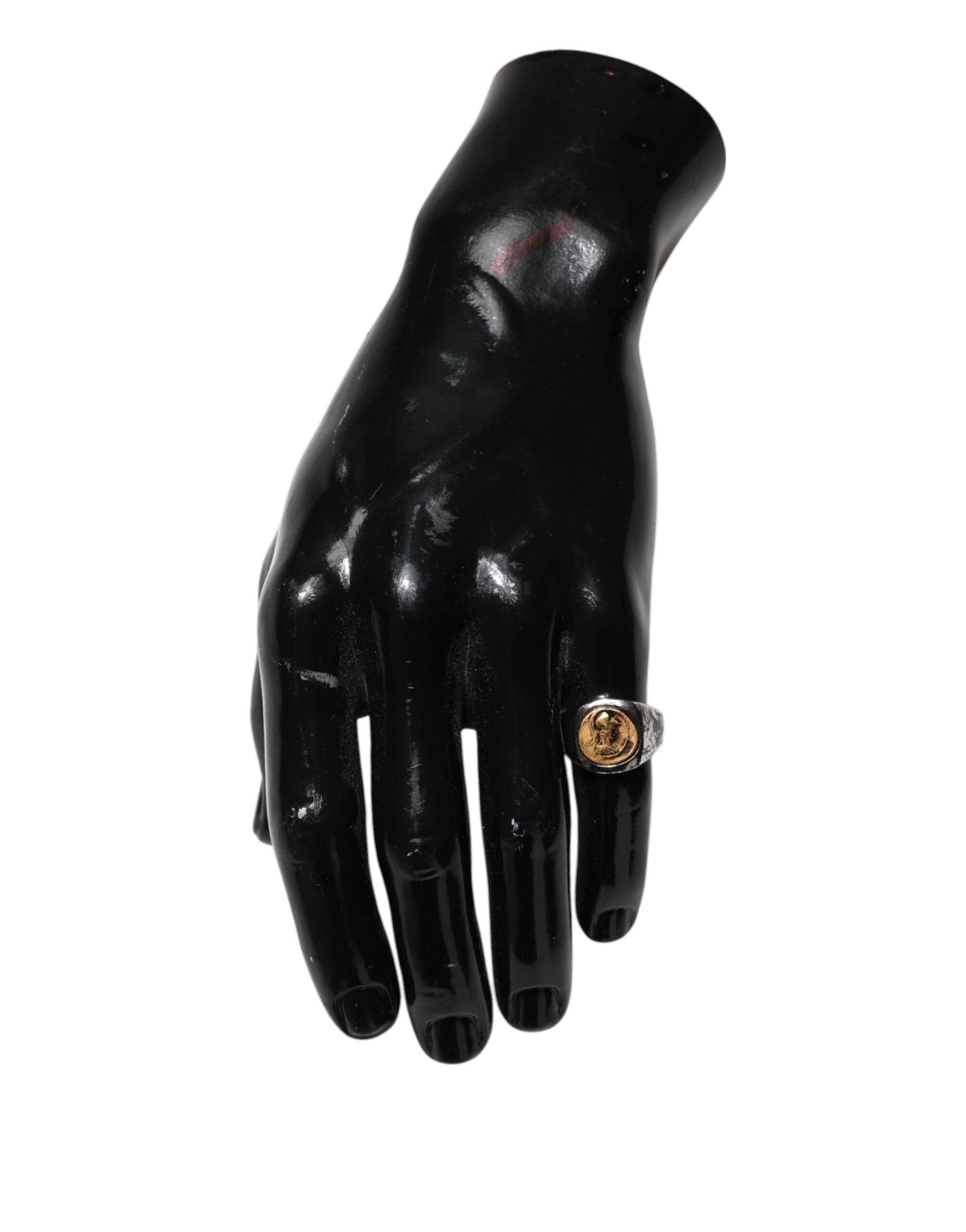 Silver Tone Engraved Two Color Real Brass Ring