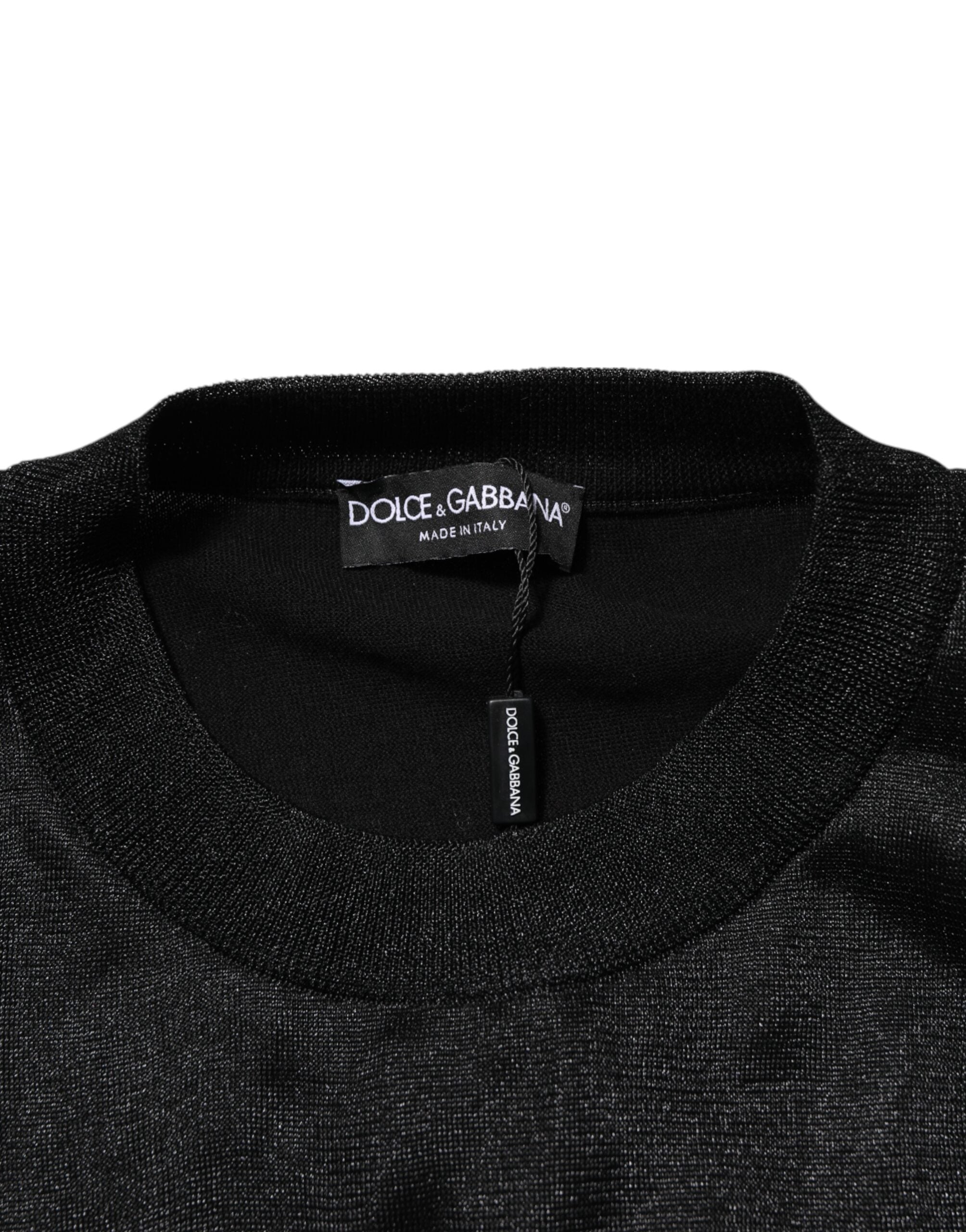 Black Polyester Pullover Sweatshirt Sweater