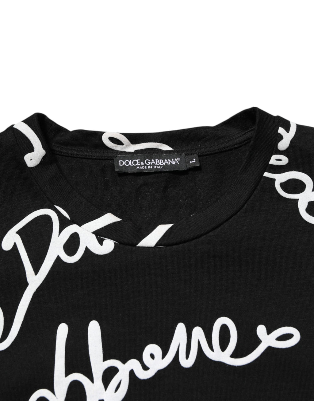 Black Logo Print Cotton Crew Neck T-shirt