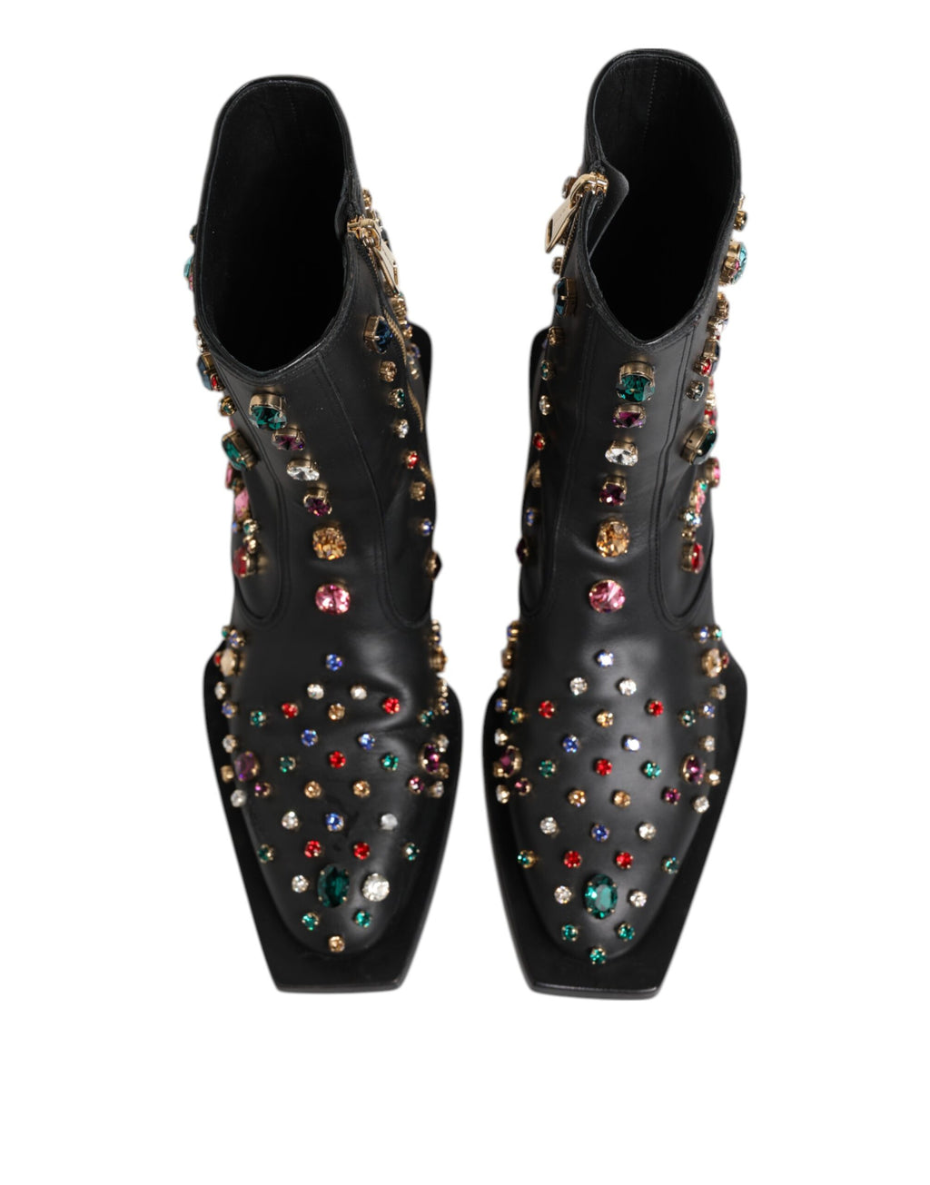 Black Crystal Cowboy Leather Men Boots Shoes