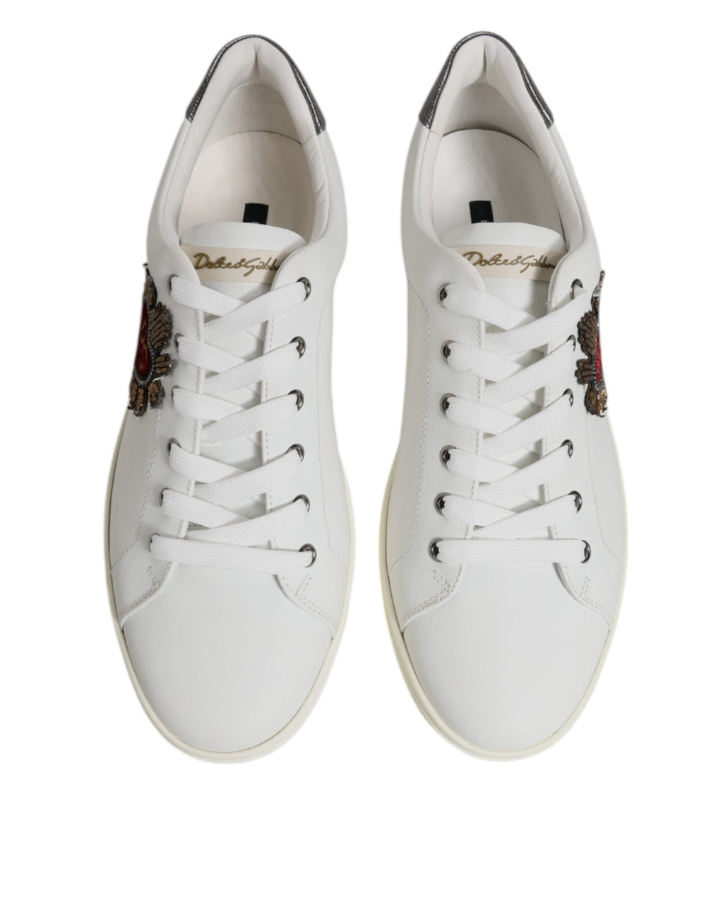 Dolce & Gabbana White Sacred Heart Men Low Top Sneakers Shoes