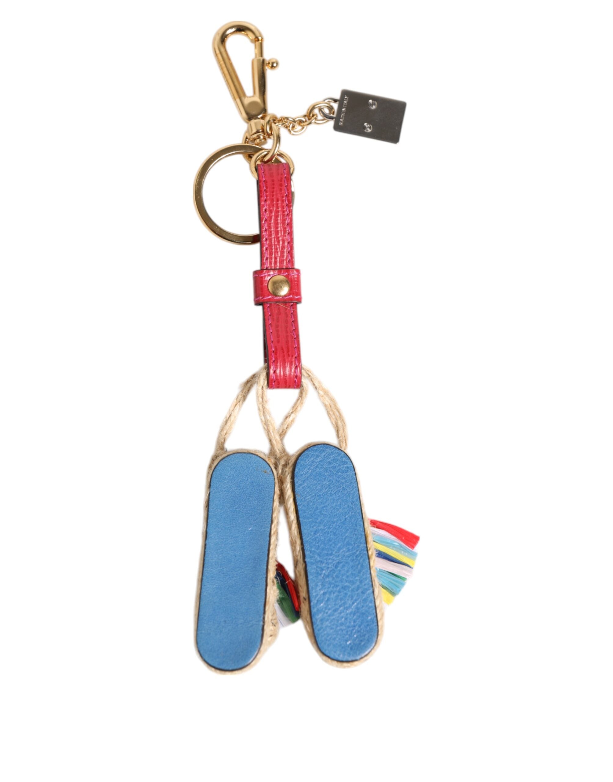 Red Yellow Mini Espadrille Style Charm Keychain Keyring