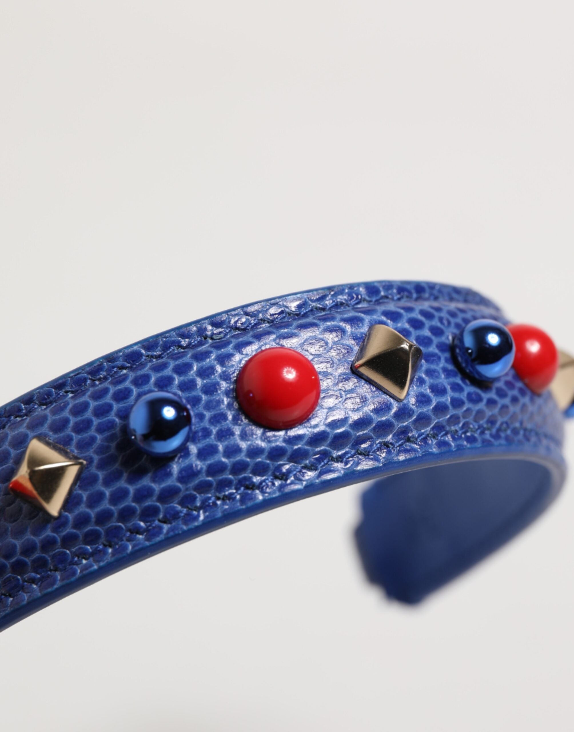 Blue Embellished Leather Bag Handle Women Shoulder Strap