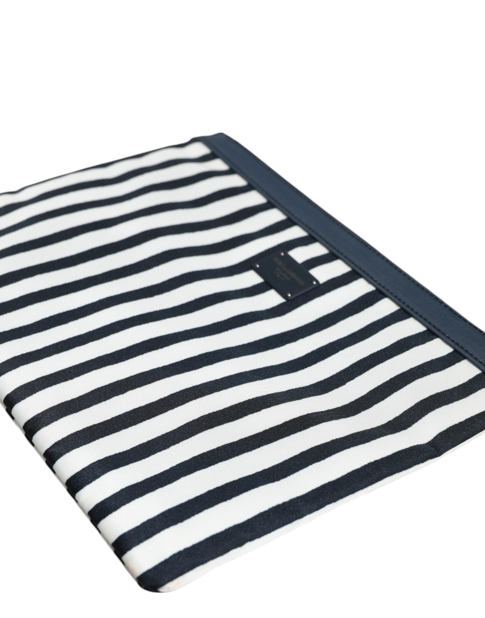 Black White Striped Logo Plaque Clutch Borse Pouch Bag
