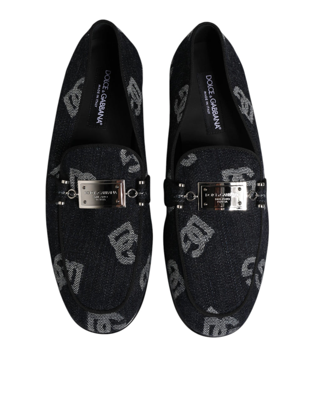 Blue Logo Cotton Loafers Formal Dress Shoes
