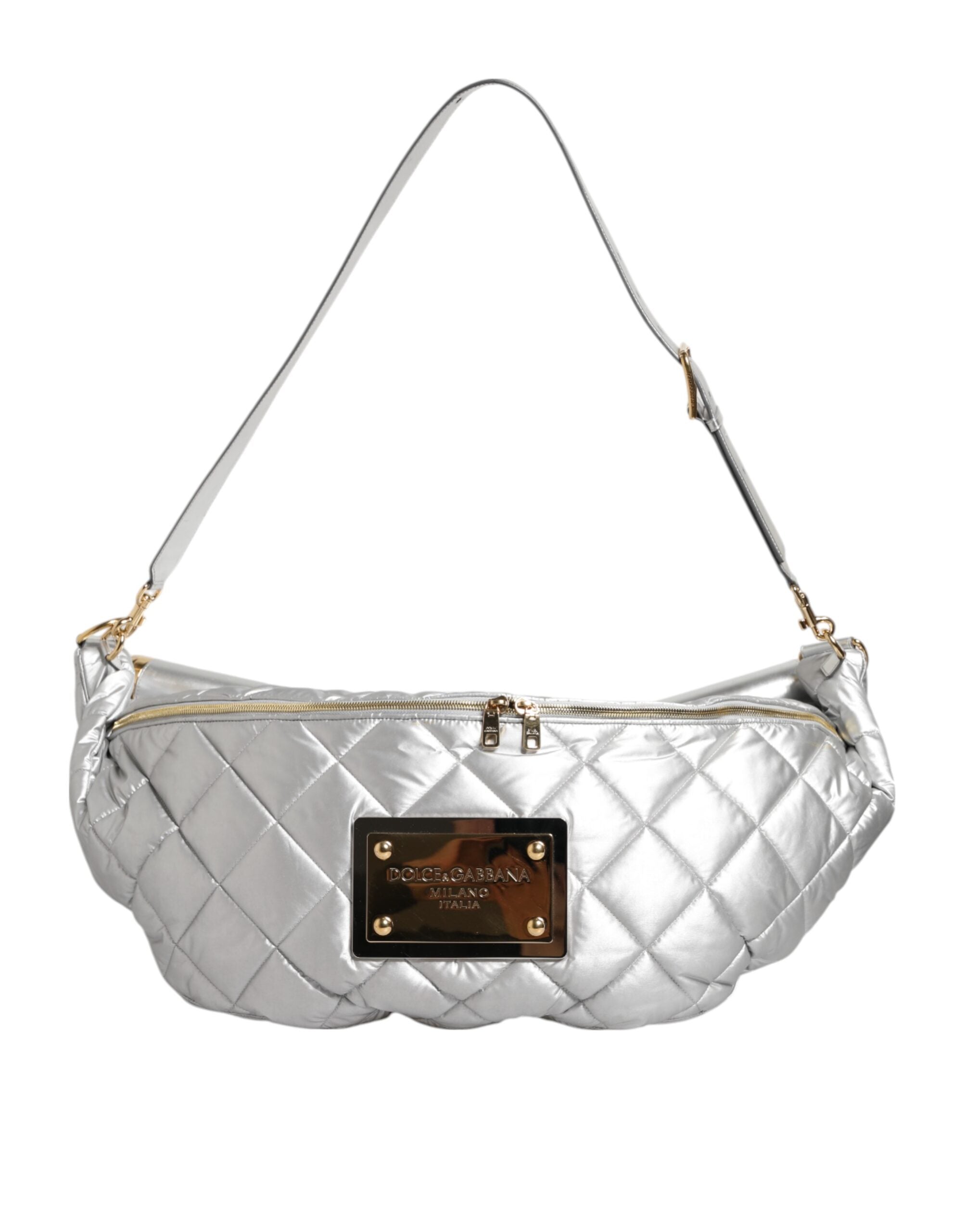 Silver Quilted Filled Crossbody Shoulder Bag SICILY Bag