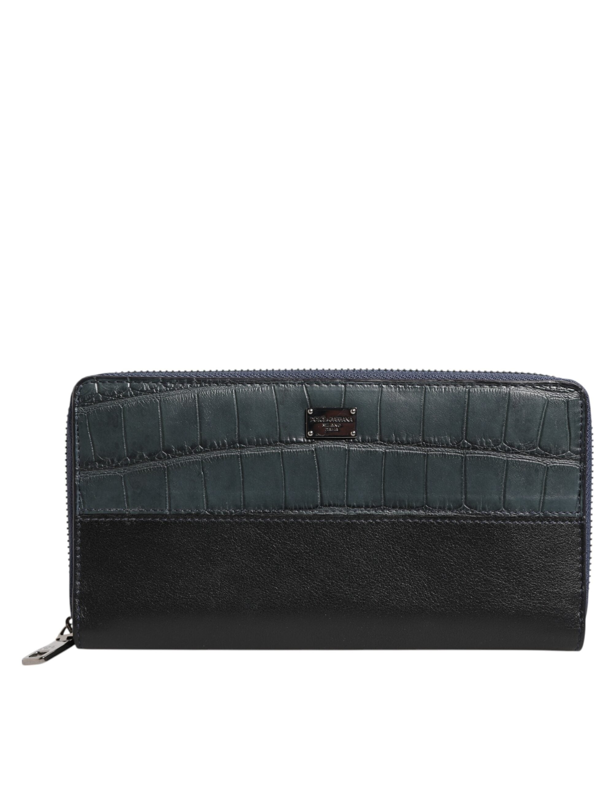 Black Blue Exotic Leather Men Continental Clutch Wallet