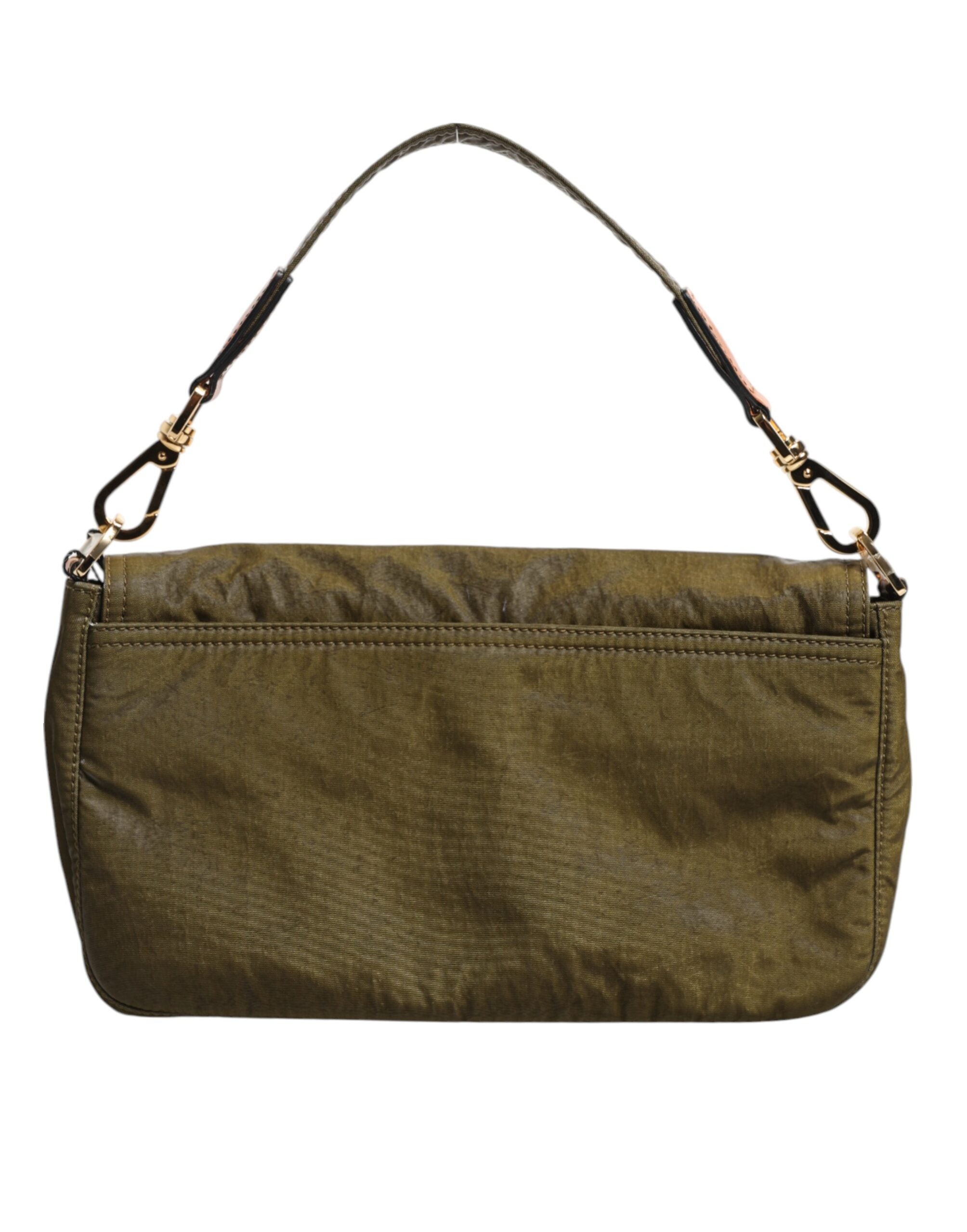 Dark Green Nylon Logo Plaque Shoulder Strap Borse Bag