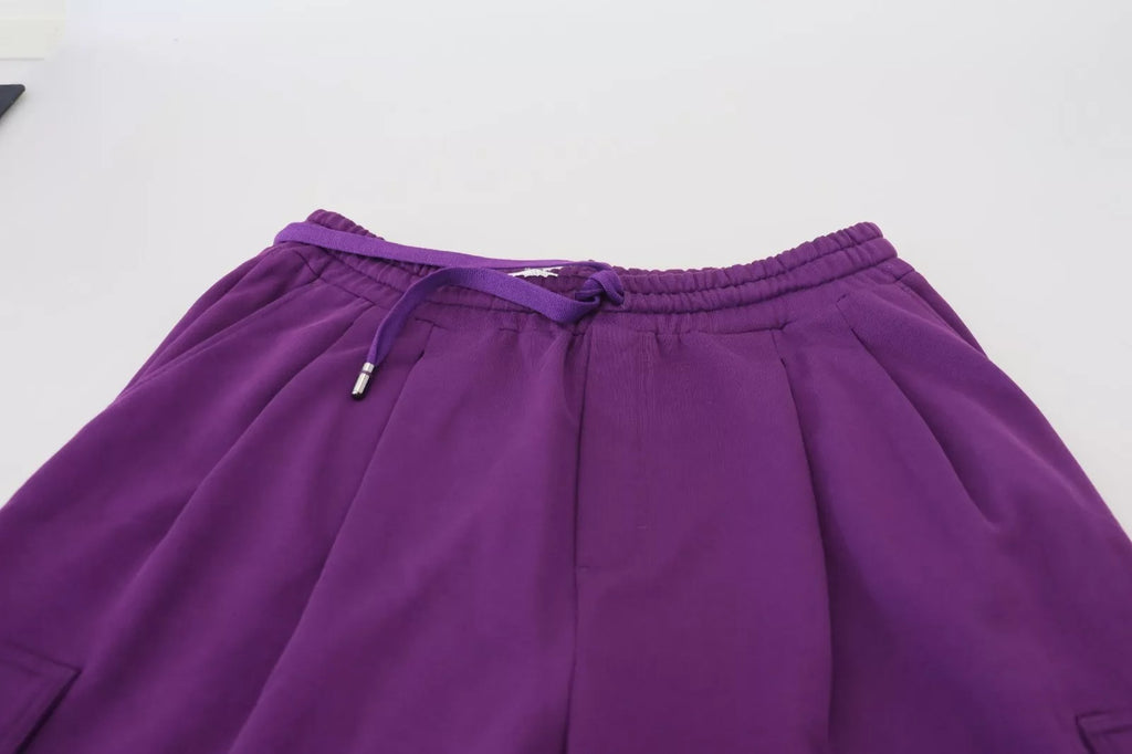 Purple Cotton Cargo Sweatpants Jogging Pants