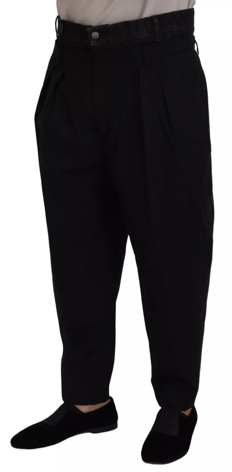 Black CottonStretch Loose DenimTrouser Jeans