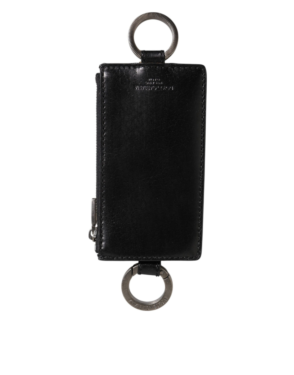 Black Leather Logo Embossed Lanyard Card Holde Wallet
