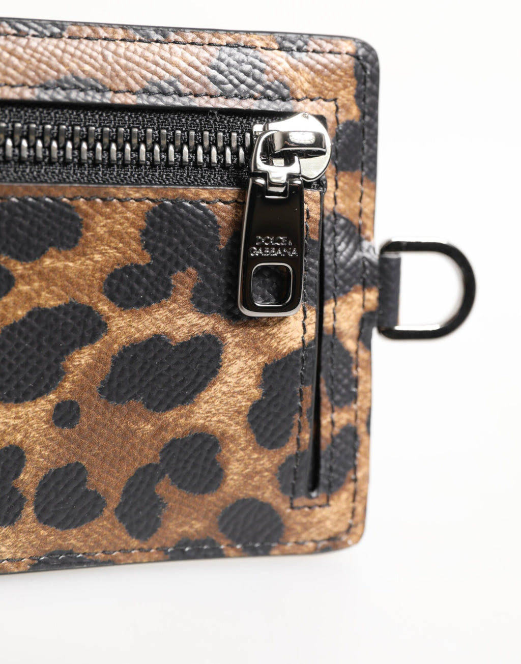 Leopard Print Leather Embossed Lanyard Card Holder Wallet