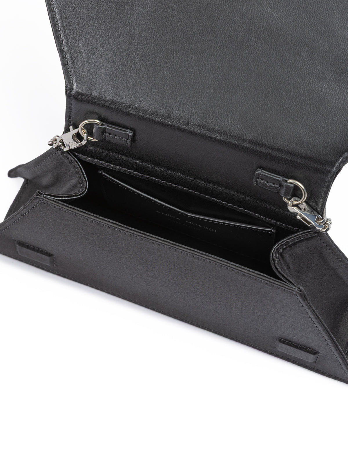 Mini Black Satin And Green Crystals Shoulder Bag