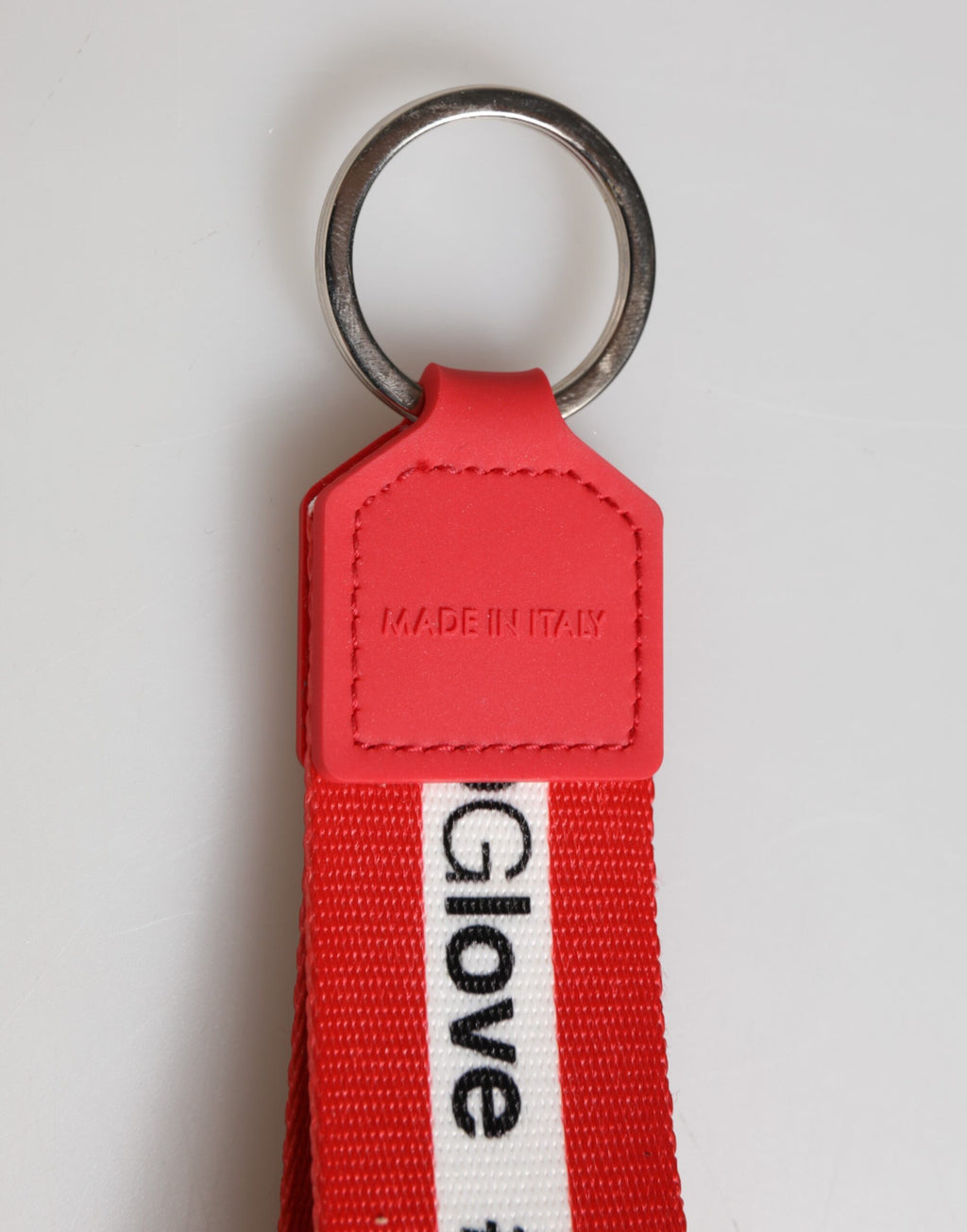 Red Logo Polyester Silver Brass Holder Keychain Men Keyring