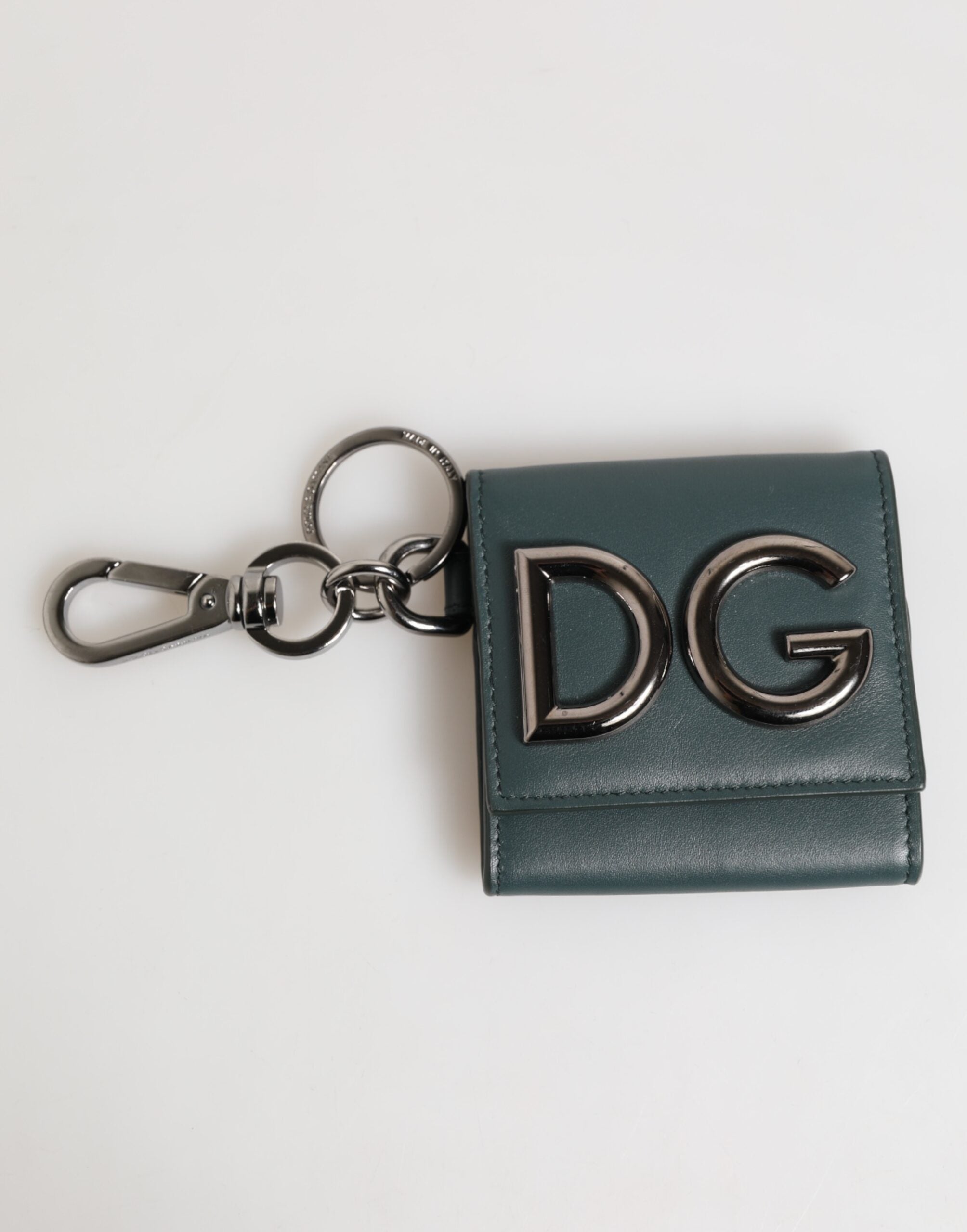 Dark Green Leather DG Logo Coin Purse Bag Charm Wallet