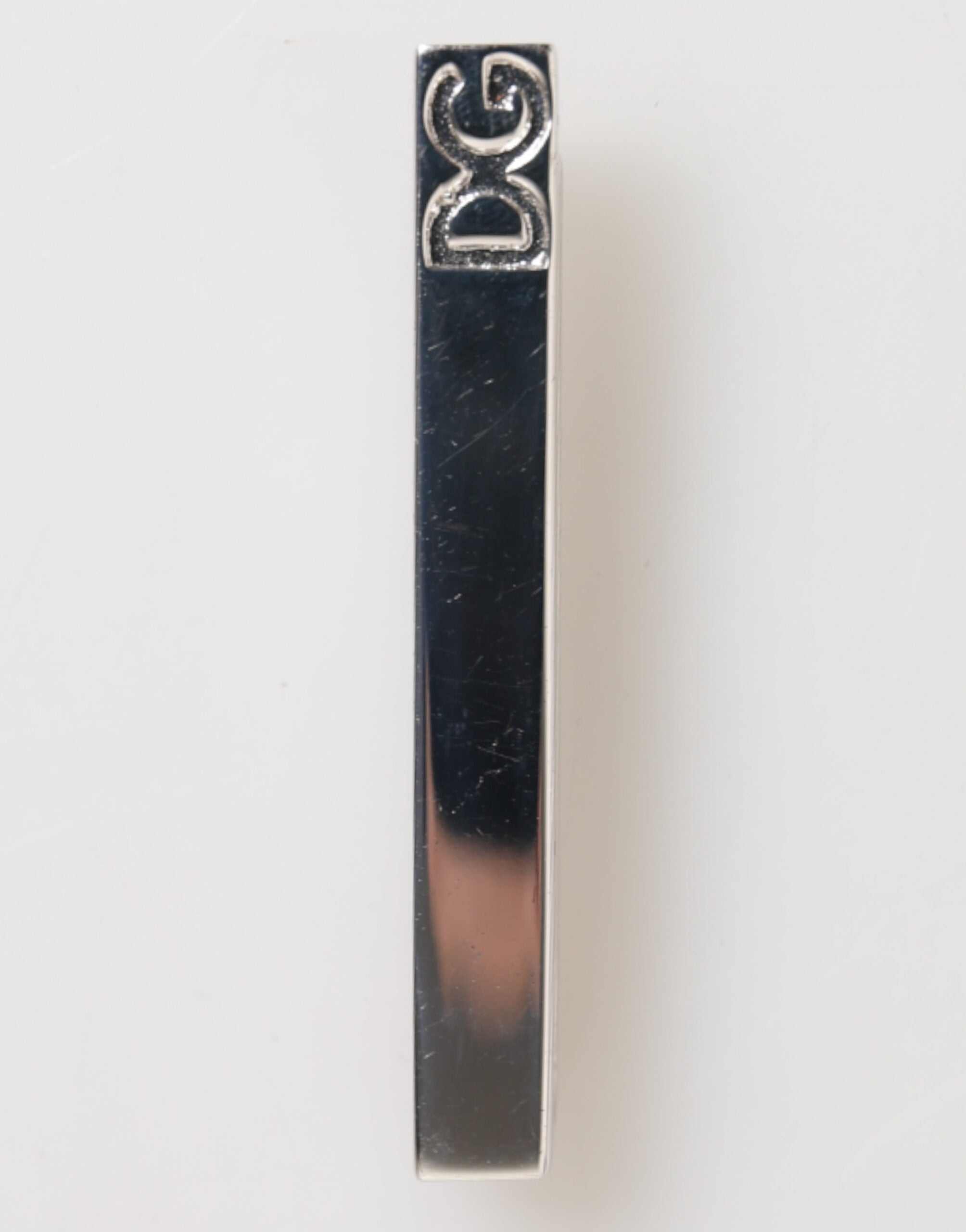 Silver Tone Brass Logo Branded Men Accessory Tie Clip Bar