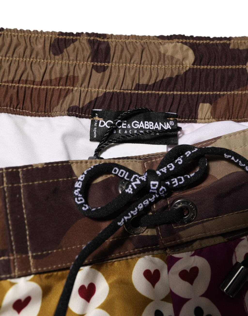 Multicolor Playing Card Camouflage Shorts Swimwear