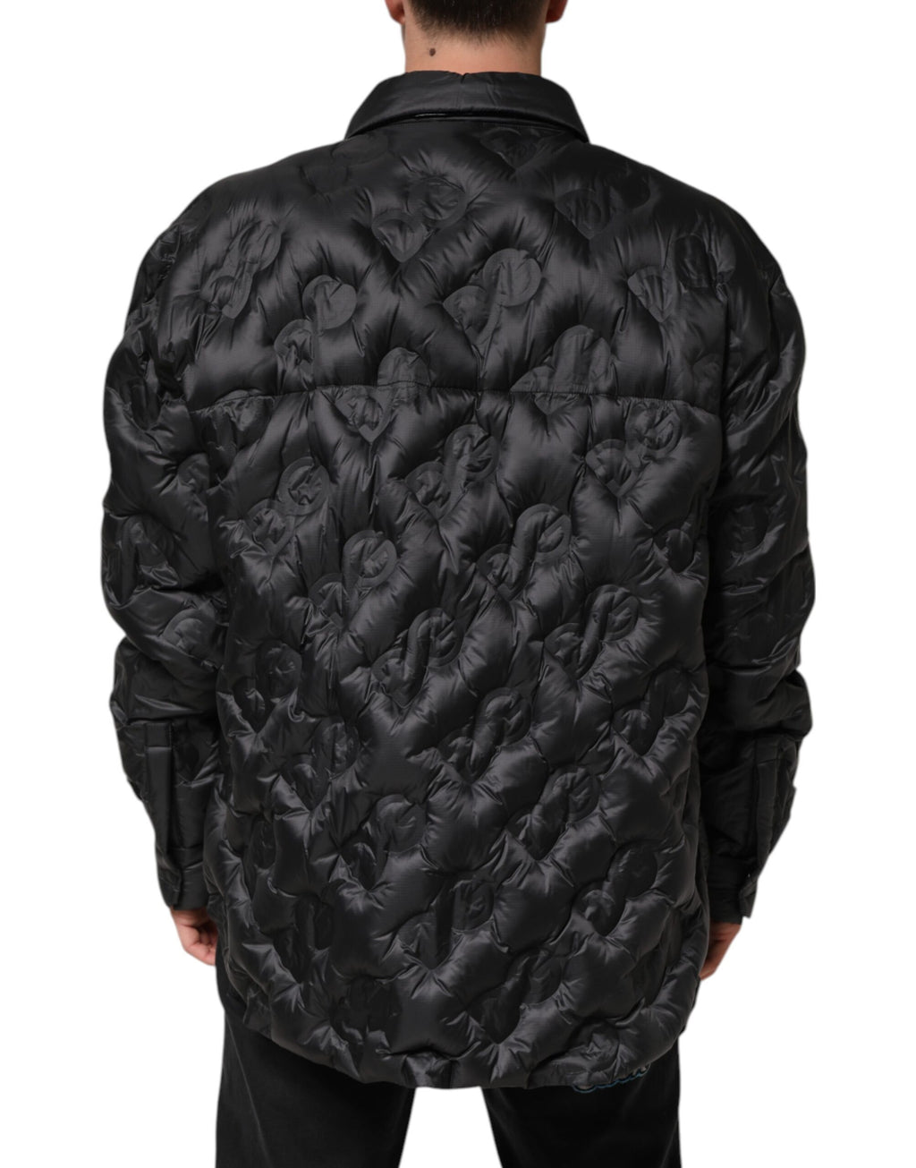 Black Quilted DG Logo Nylon Puffer Jacket