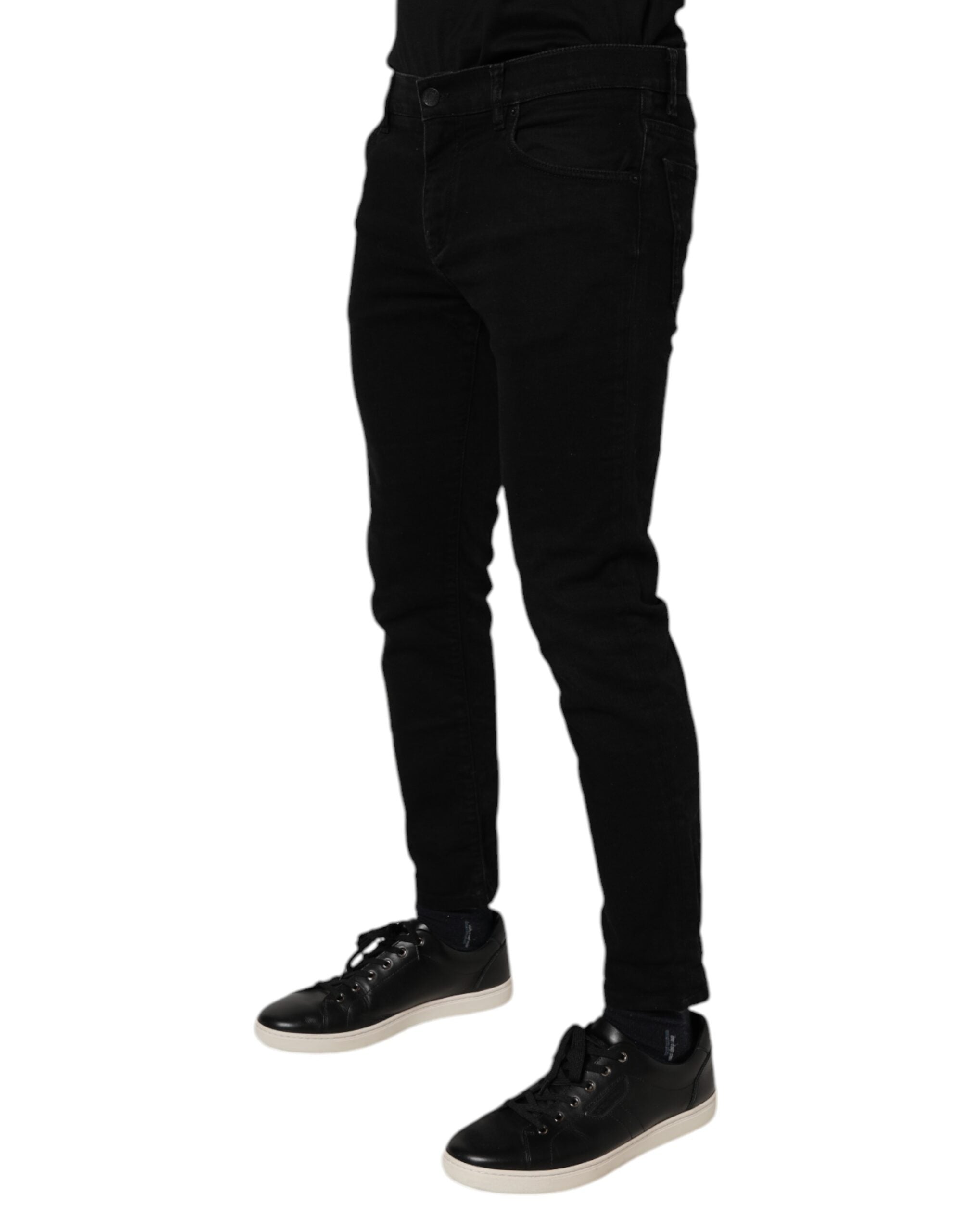 Black Cotton Skinny Jeans Men Trouser Pants