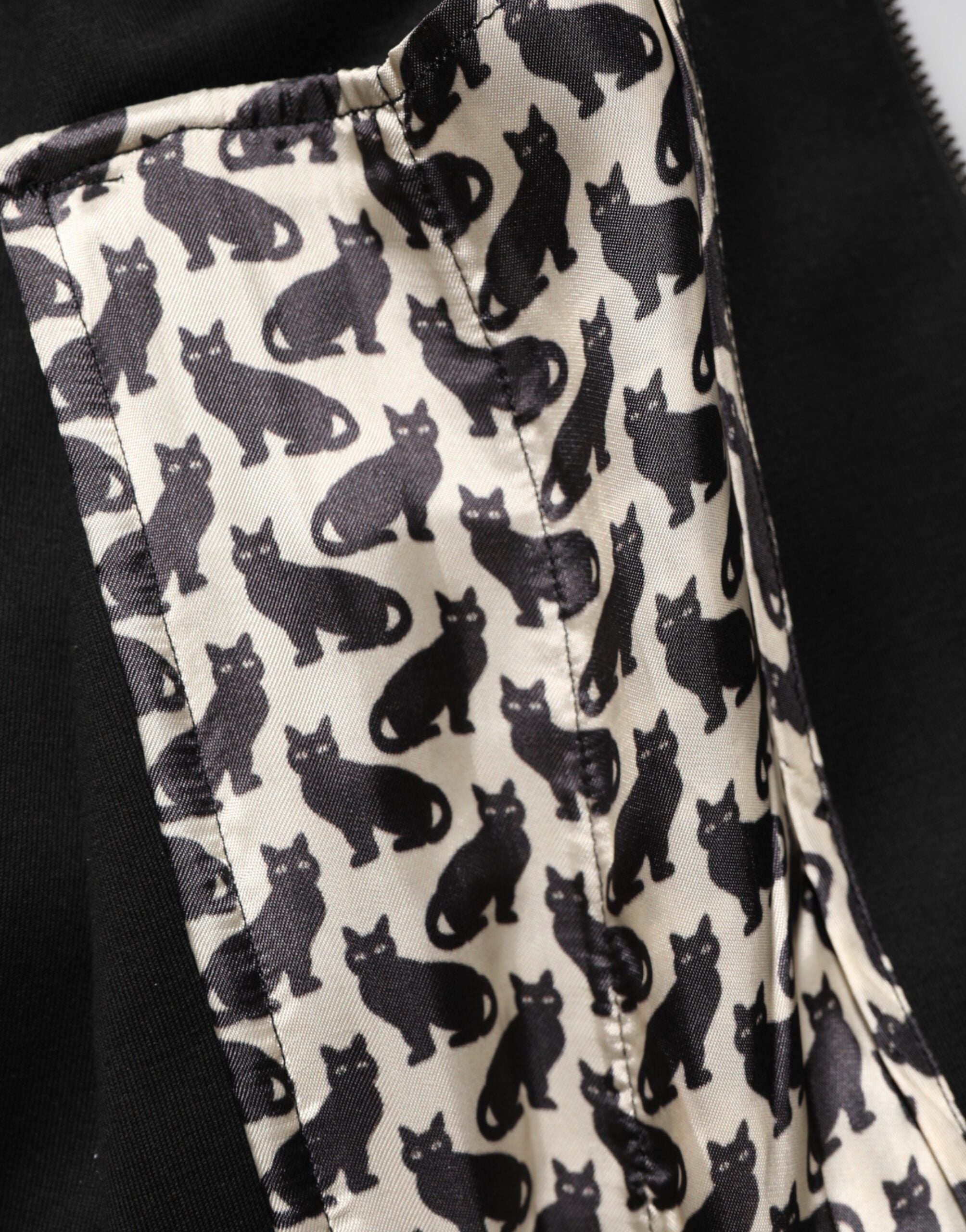 Black Cotton Logo Full Zip Men Bomber Jacket