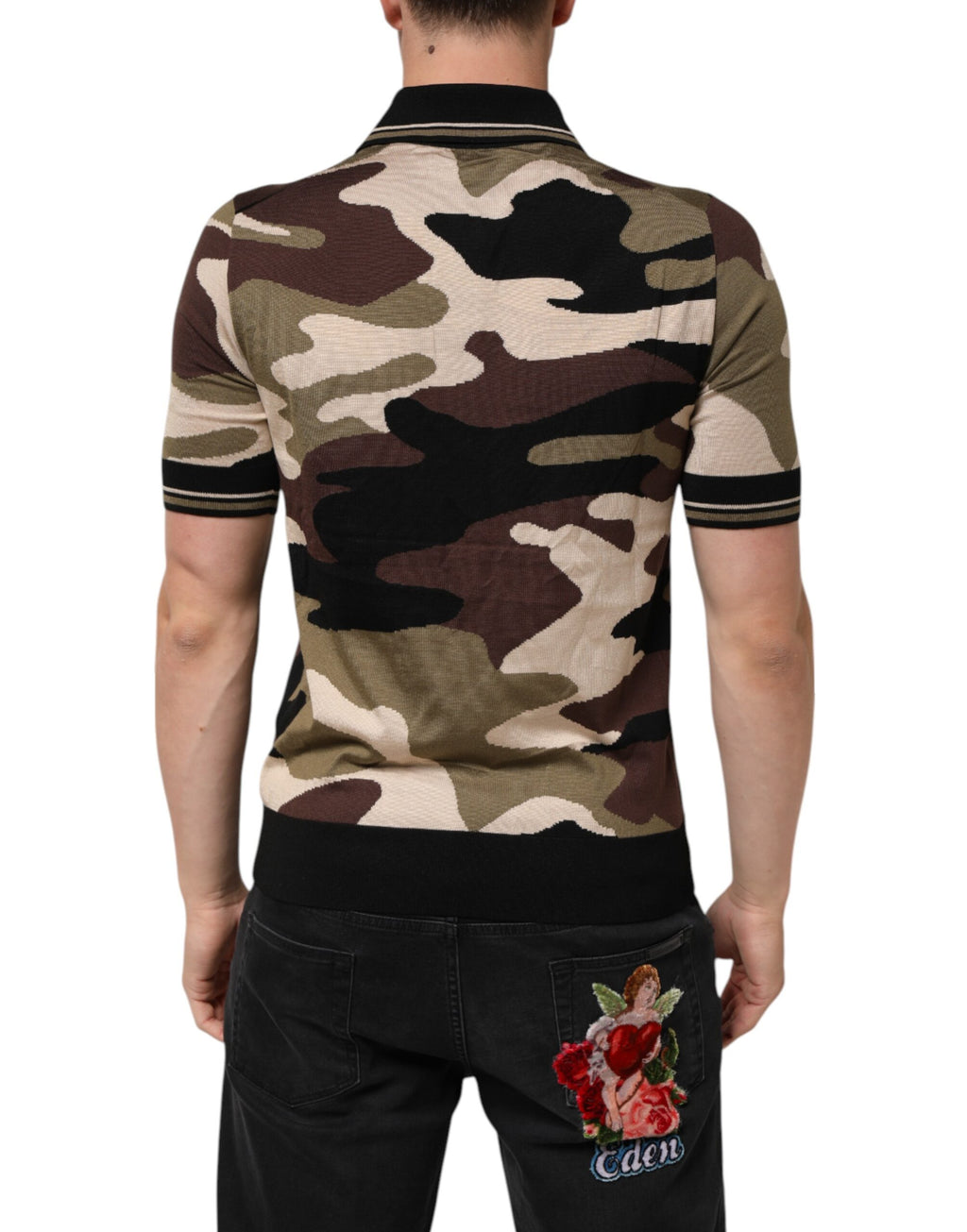 Camouflage Brown Silk MilitaryPolo T-shirt