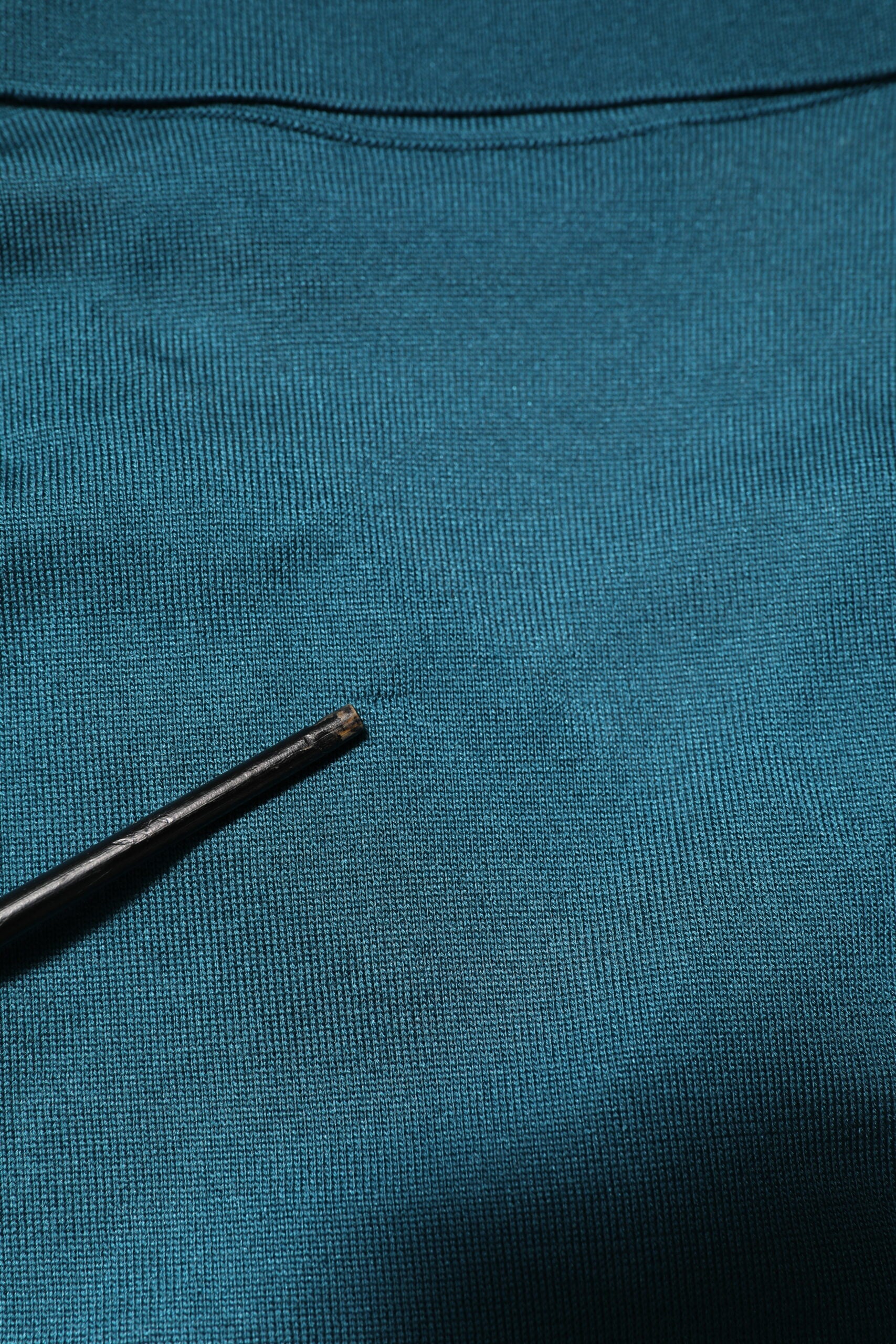 Teal Blue Silk Collar Short Sleeve Polo T-shirt