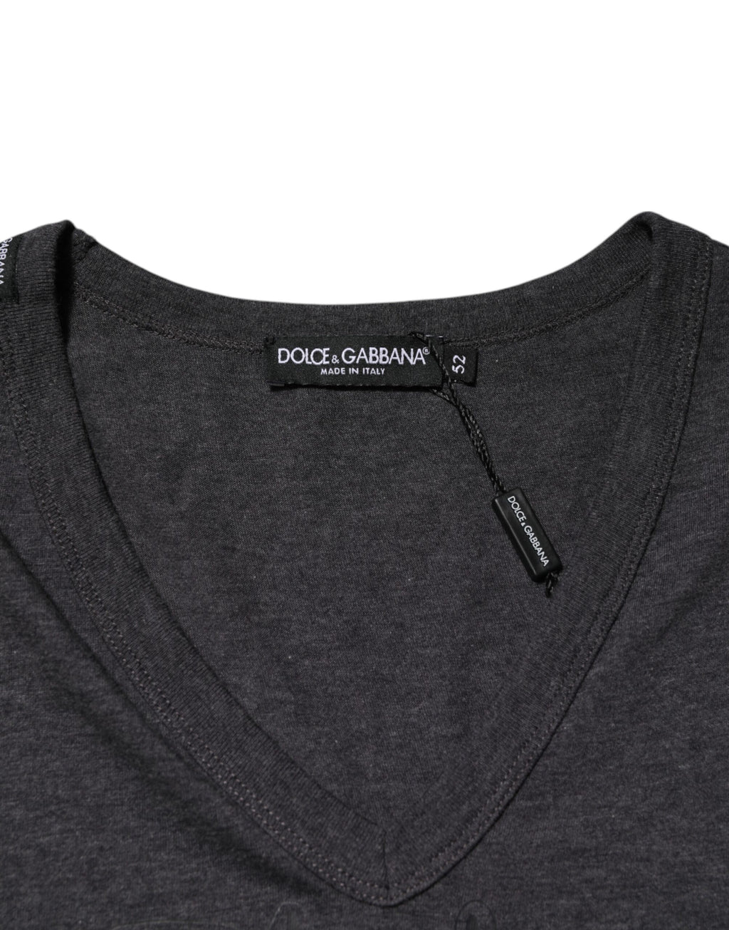 Black Charcoal DG Logo V-Neck Men T-shirt