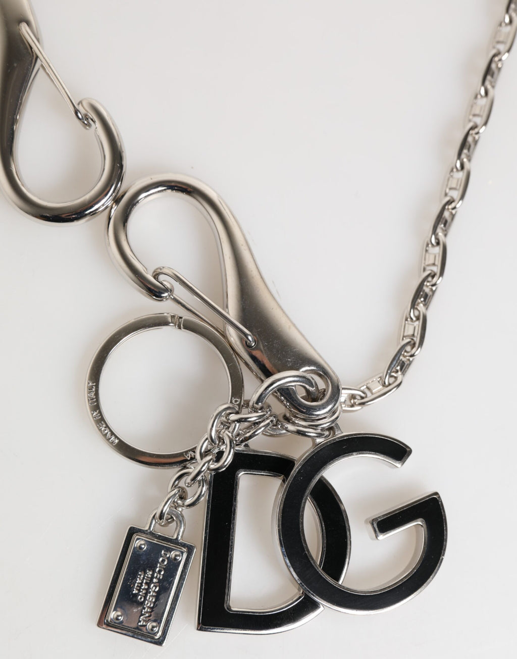 Silver DG Logo Key Holder Keychain Bag Charm Keyring